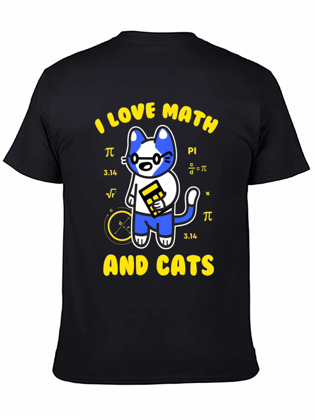 Black I Love Math and Cats T-Shirt Funny Geek Nerd Tee view 4