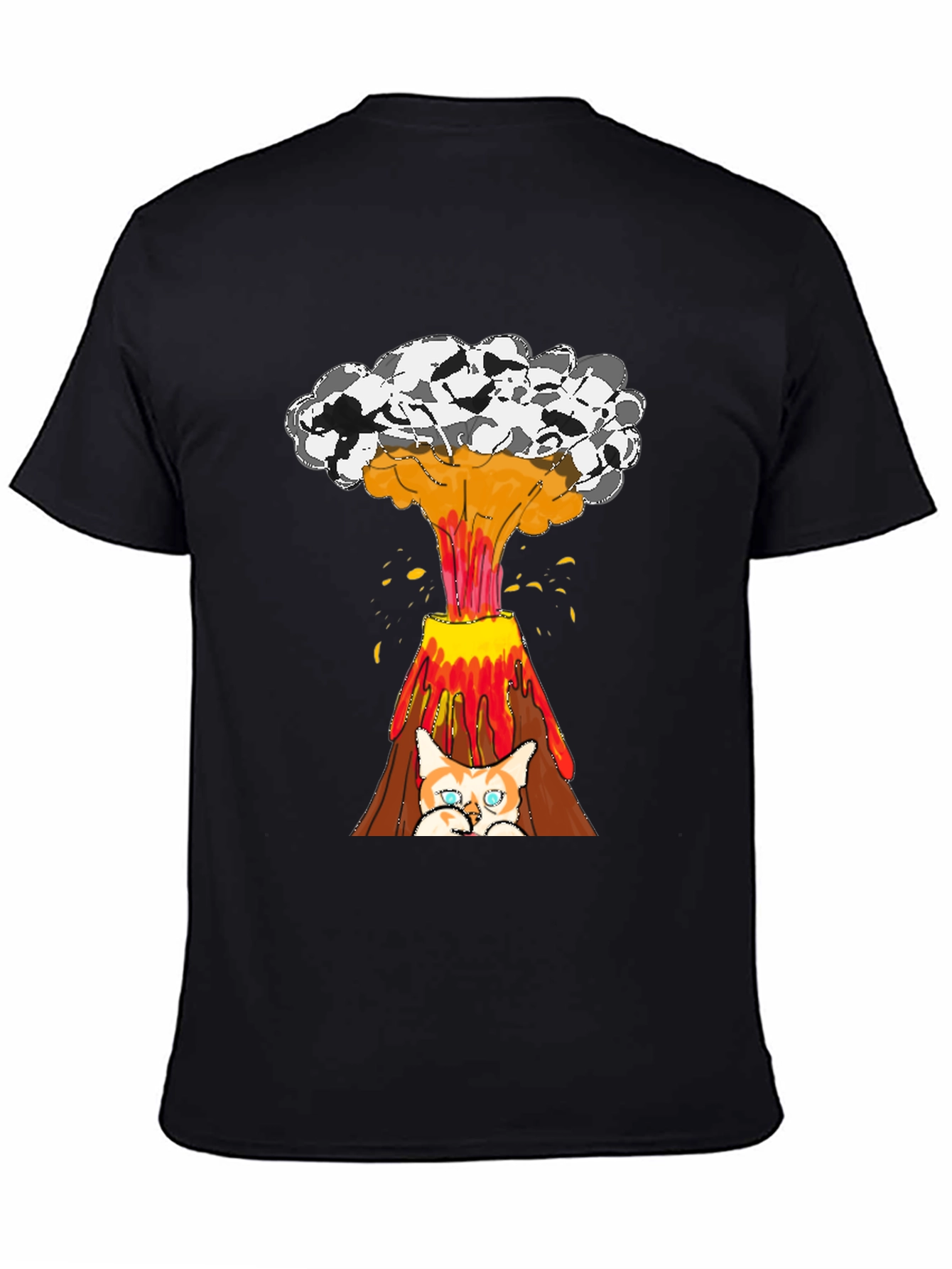 Black Cat Volcano T-Shirt - Explosive Style view 4