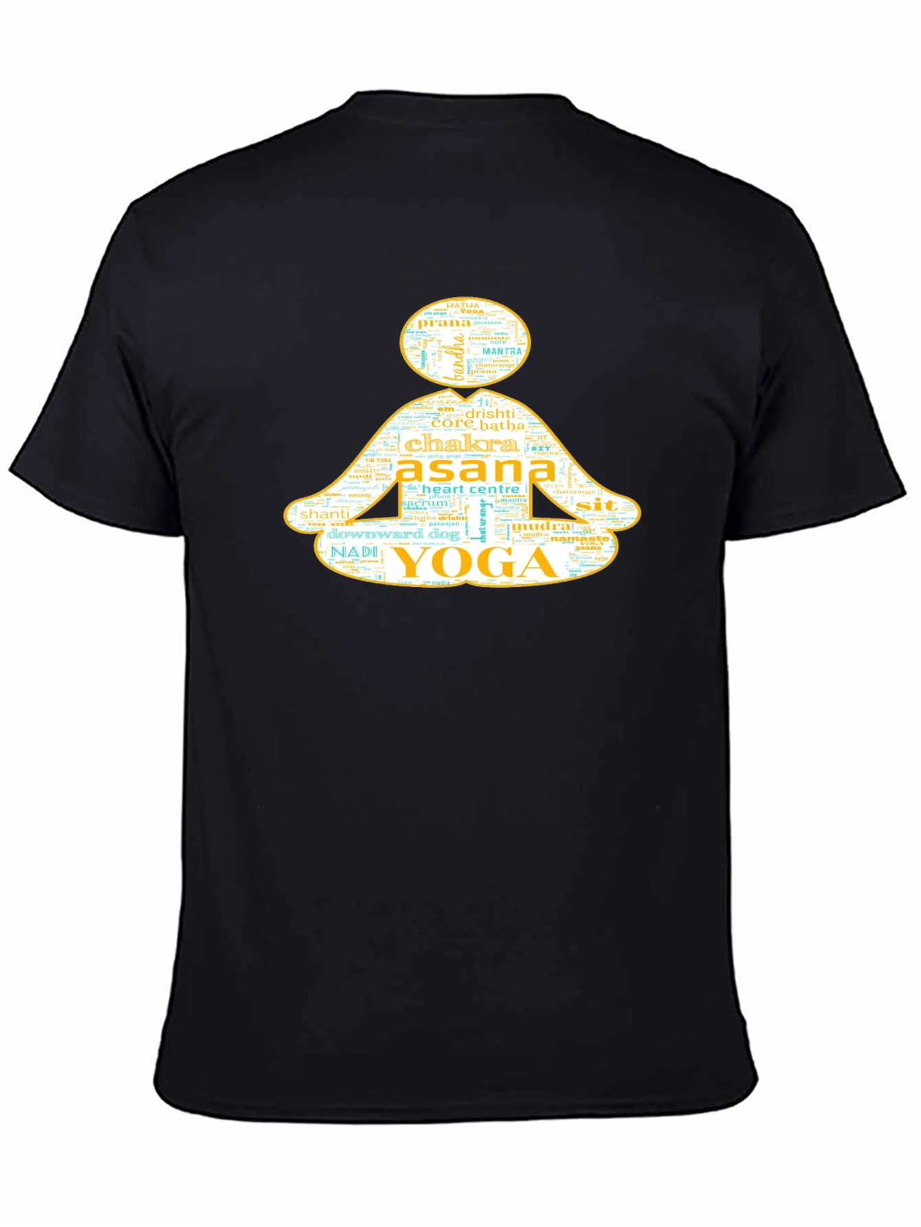 Black Yoga Pose Word Art Graphic T-Shirt view 4