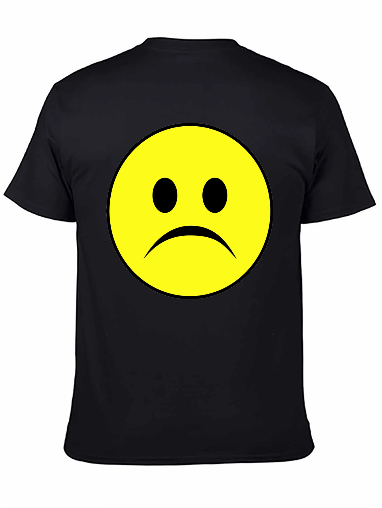 Black Sad Face Graphic Tee - Black Cotton T-Shirt view 4