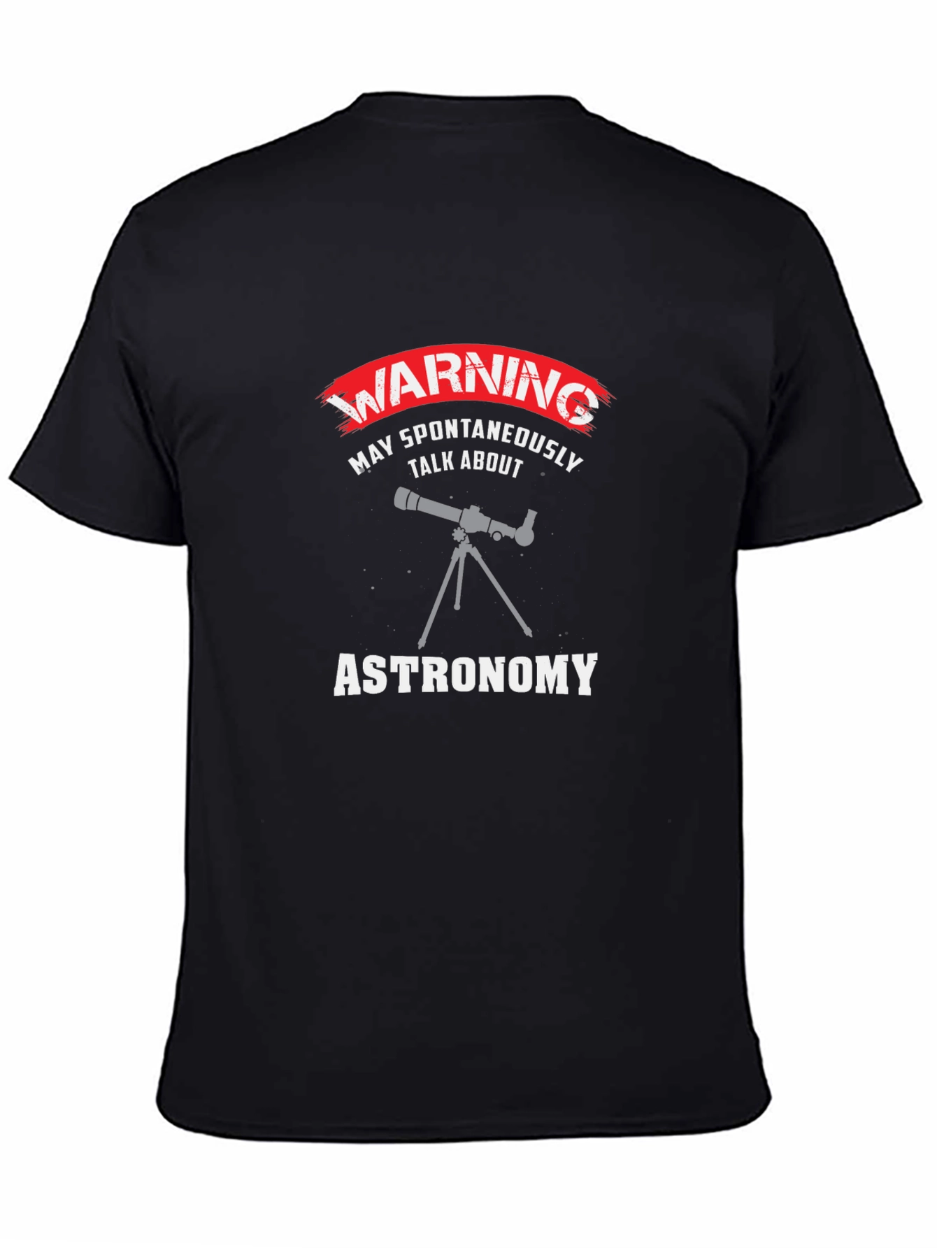 Black Astronomy Warning Men's Black T-Shirt view 4