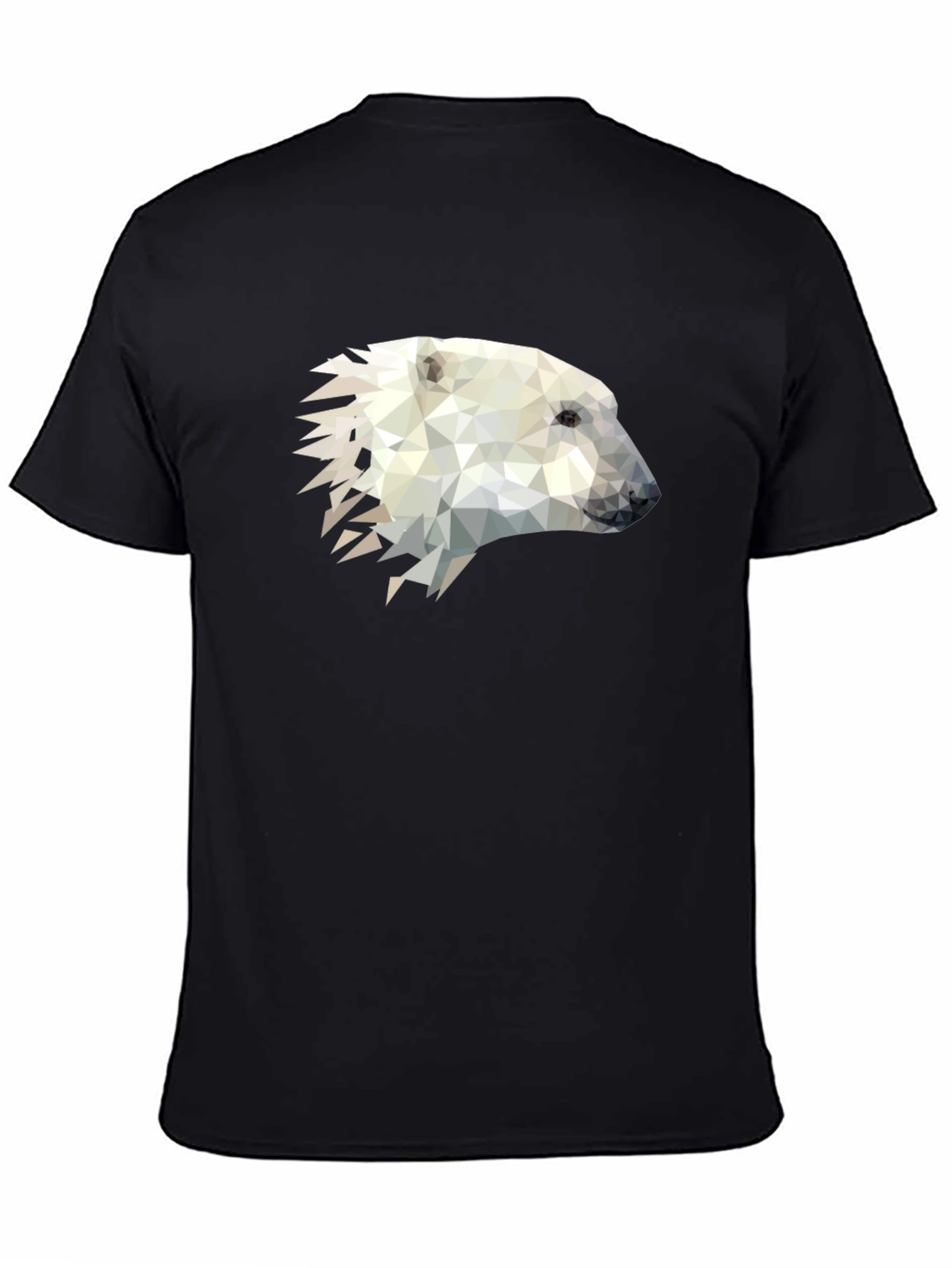 Black Geometric Polar Bear Graphic Tee - Black Cotton Blend Shirt view 4