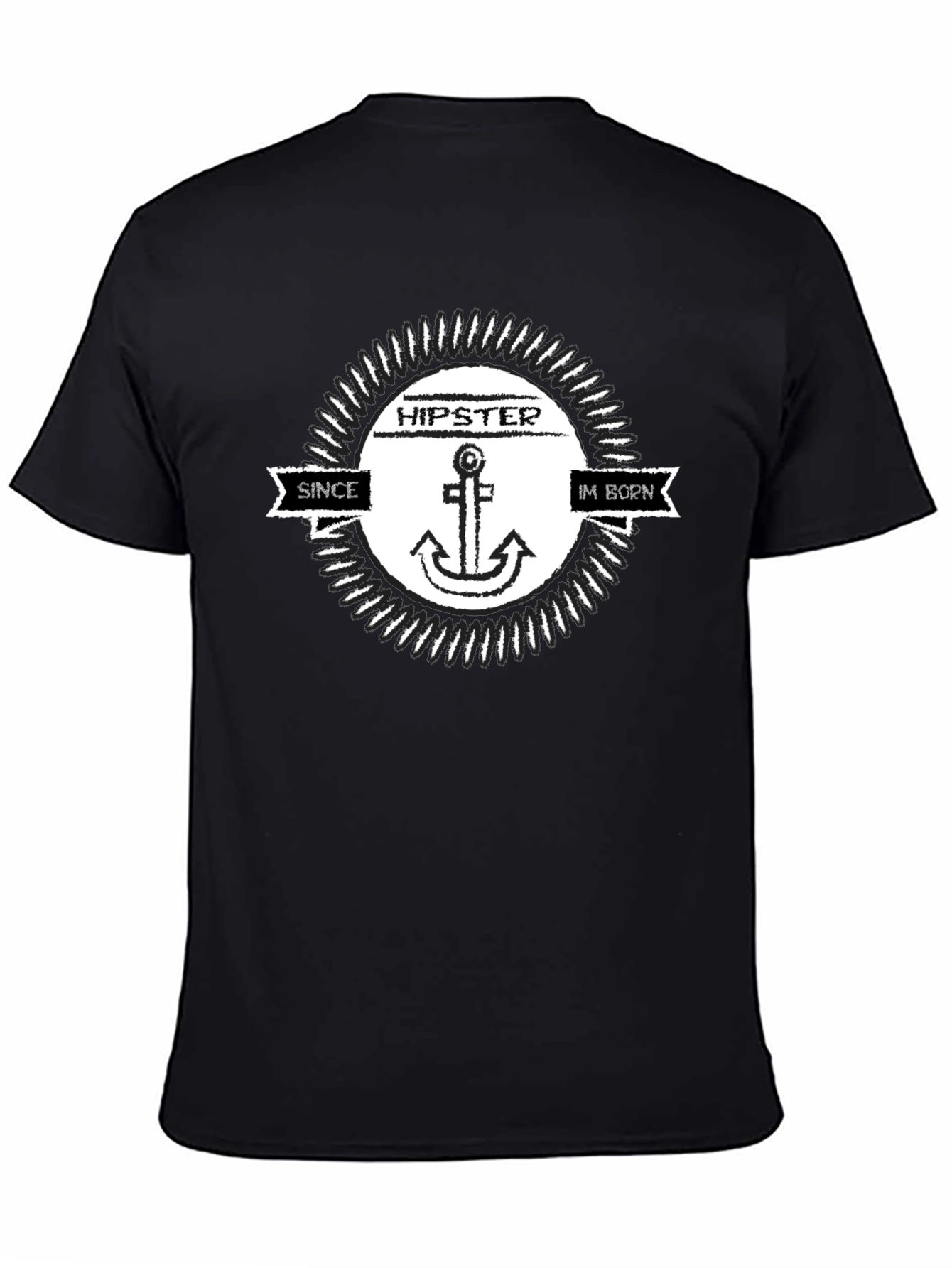Black Hipster Anchor T-Shirt - Since I'm Born view 4