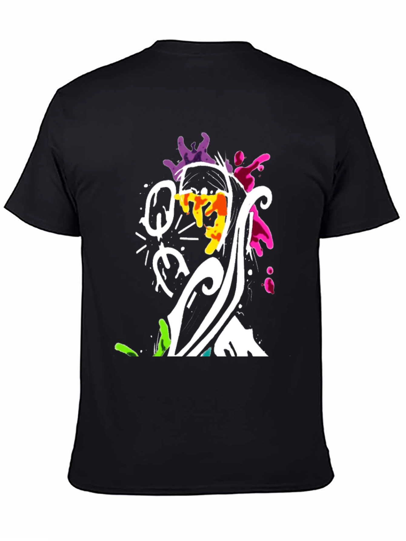 Black Abstract Graphic Print Black T-Shirt view 4