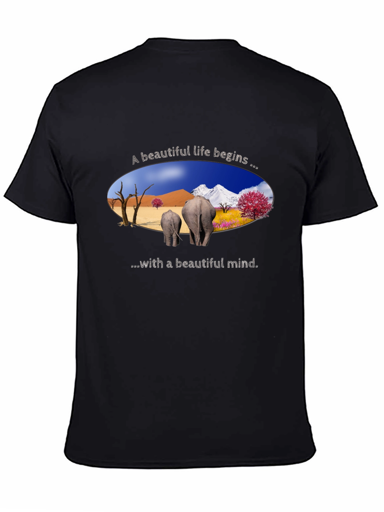 Black Beautiful Life Elephant Graphic Tee - Black view 4