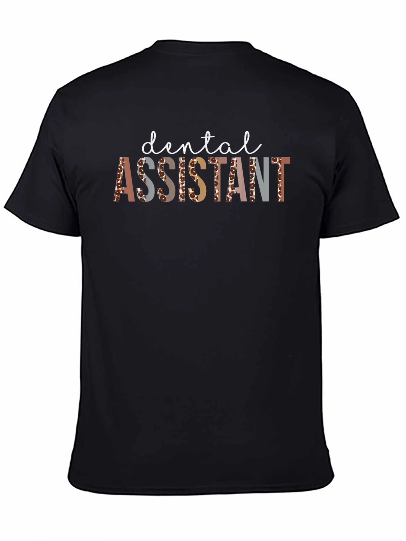 Black Dental Assistant Leopard Print Graphic Tee view 4