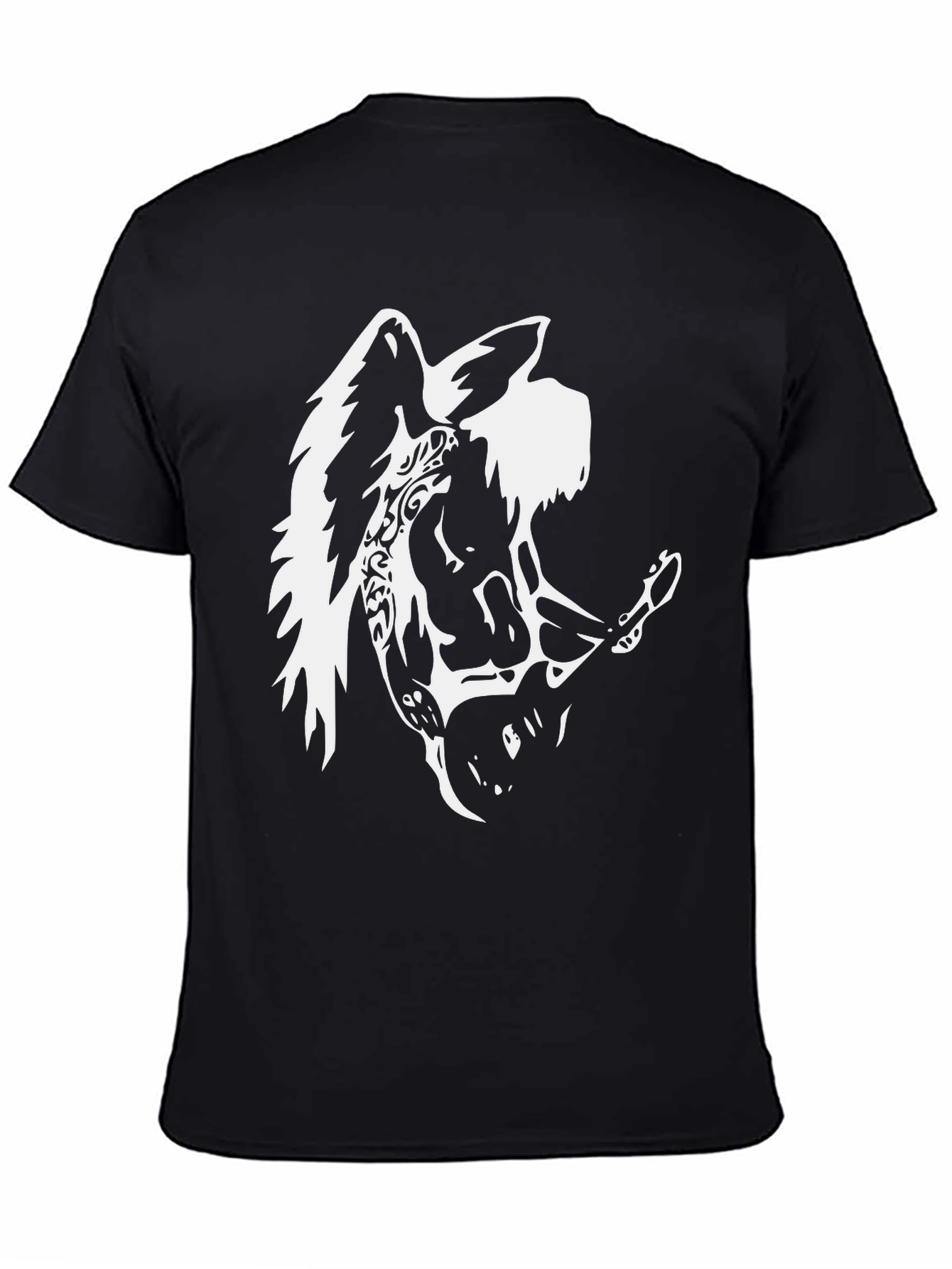Black Guitar Angel Graphic Tee - Black Cotton Blend view 4