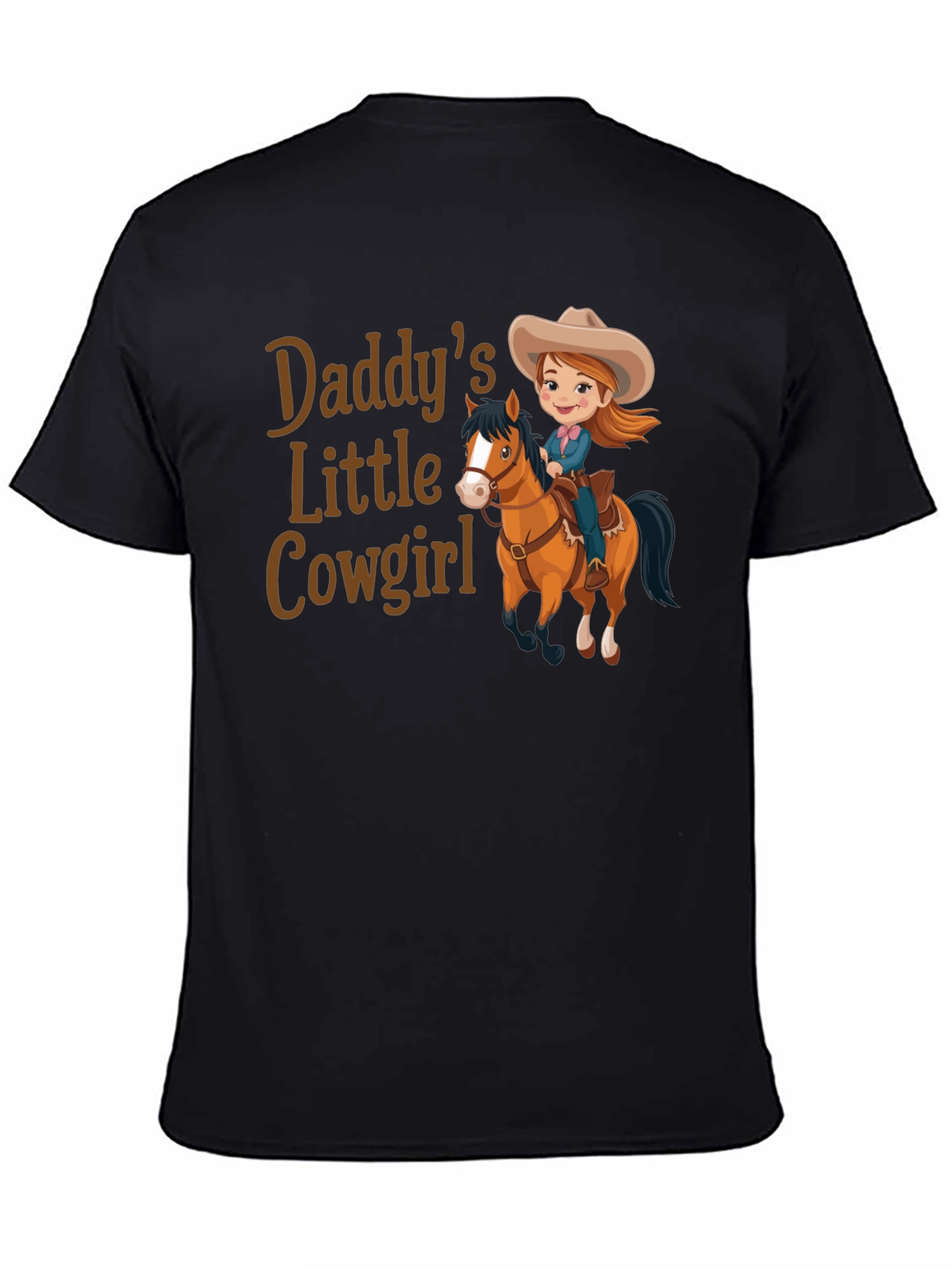 Black Daddy's Little Cowgirl T-Shirt Cute Horse Design view 4