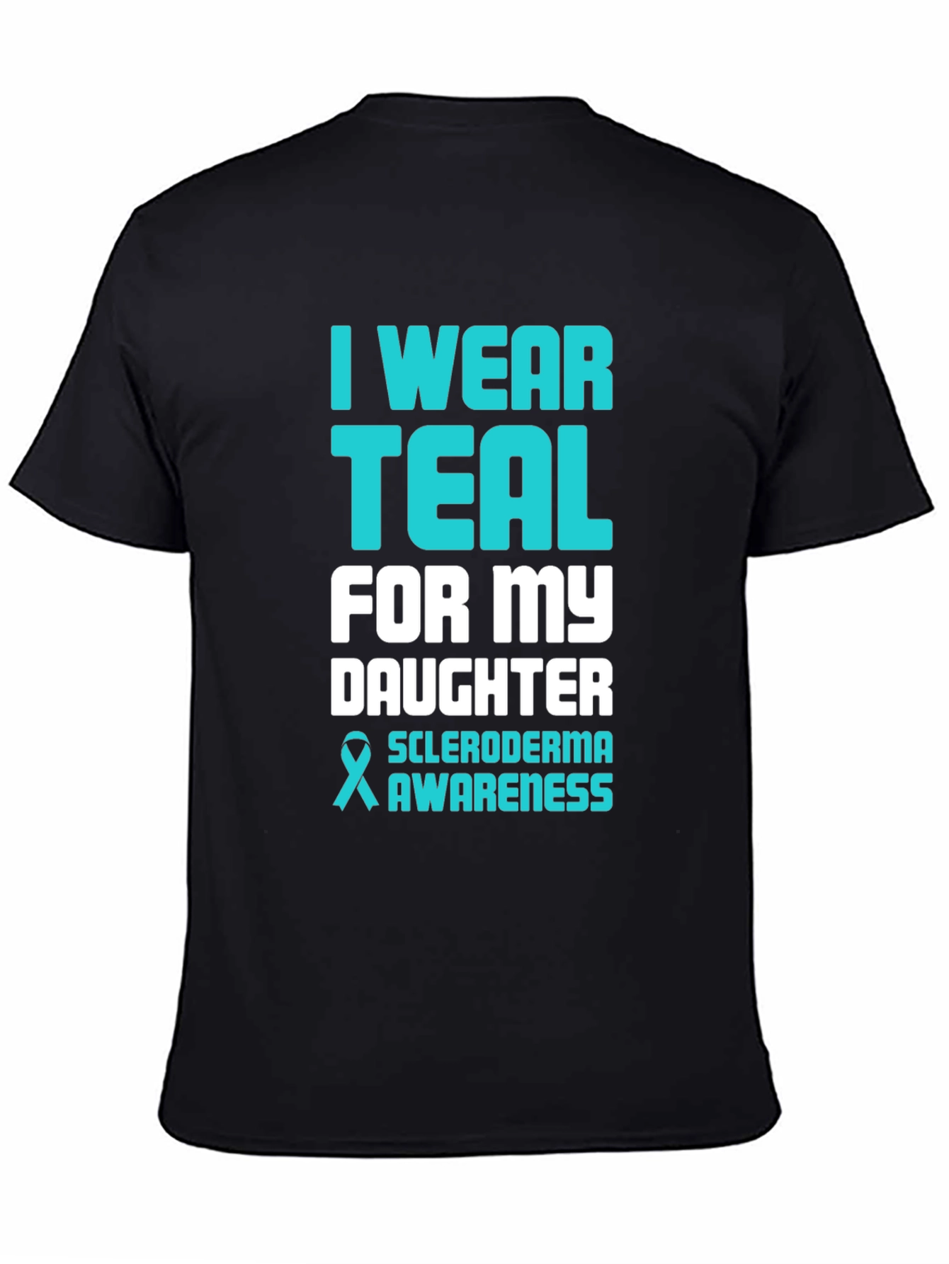 Black Teal Scleroderma Awareness T-Shirt view 4