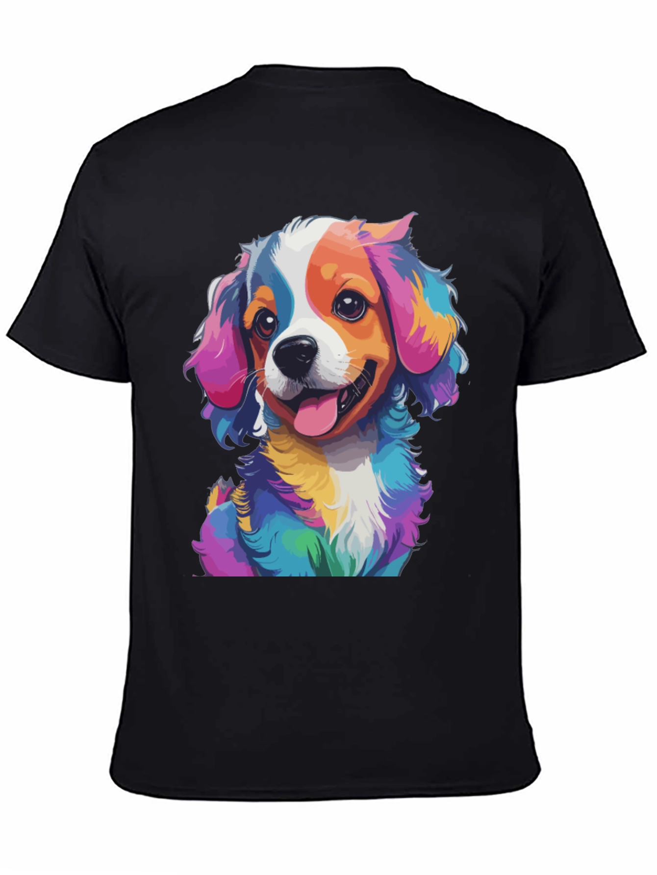 Black Colorful Dog Graphic Tee - Men's Black T-Shirt view 4
