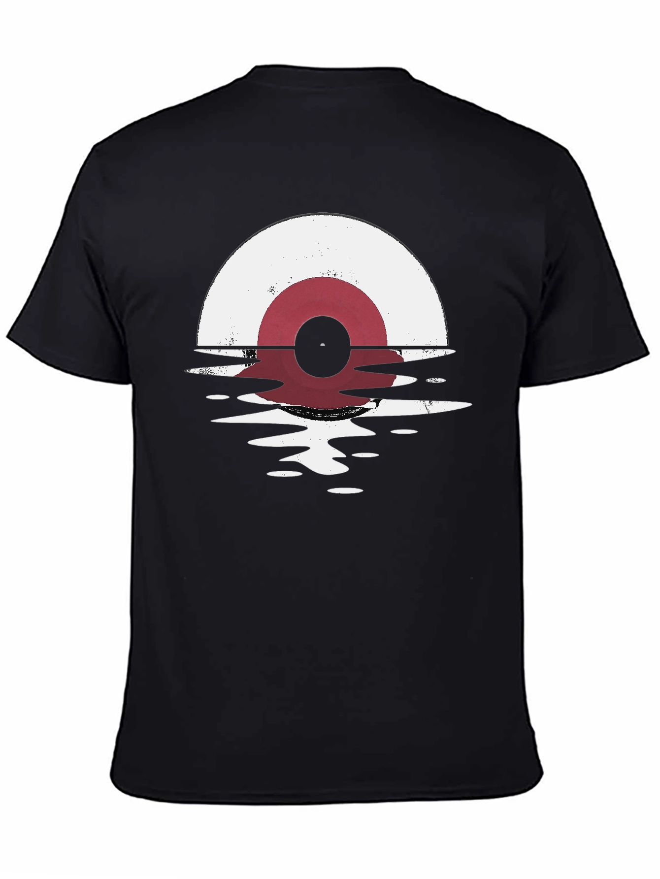 Black Retro Vinyl Record Graphic T-Shirt view 4
