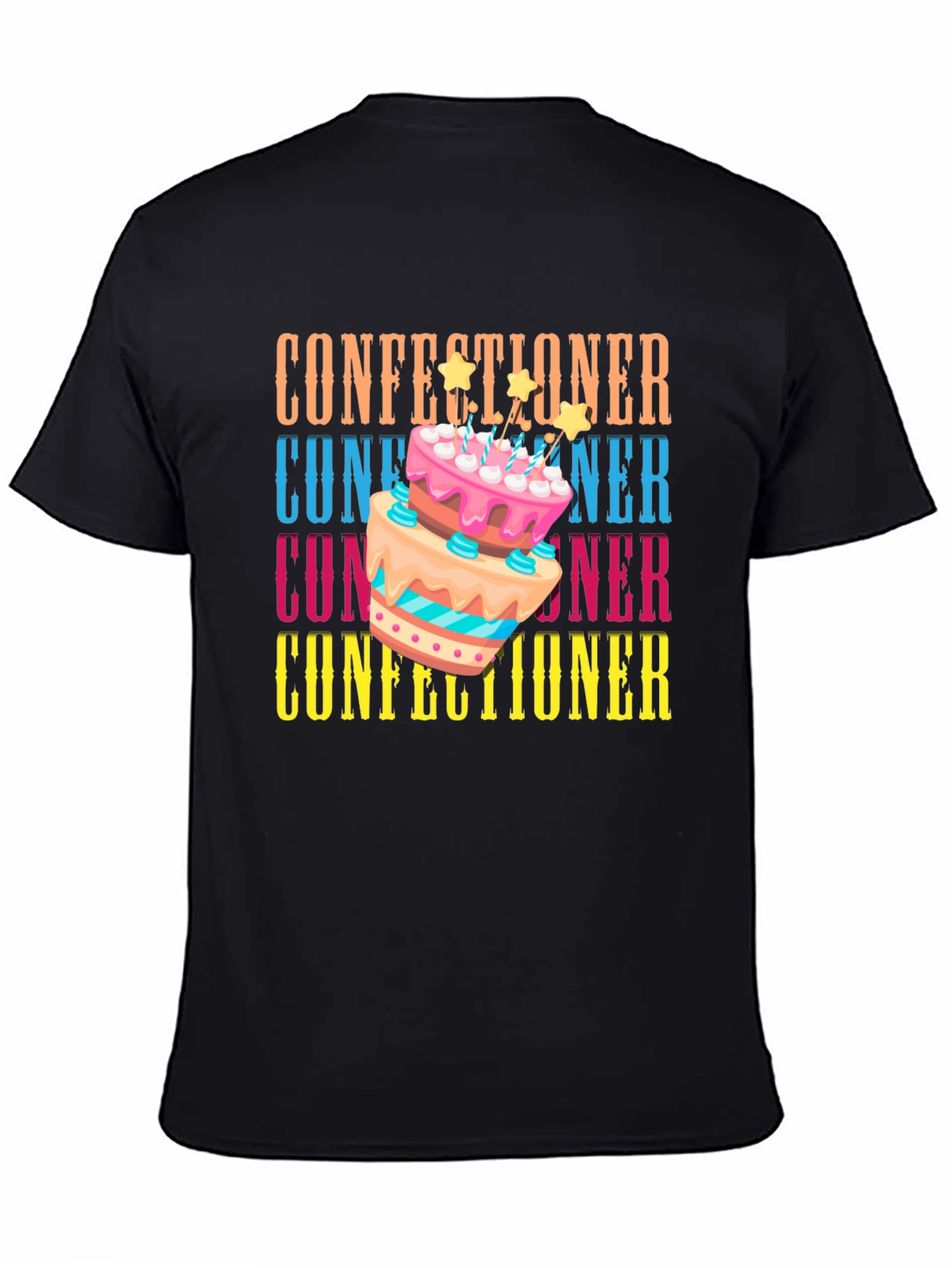 Black Confectioner Cake T-Shirt - Baking Lover's Tee view 4
