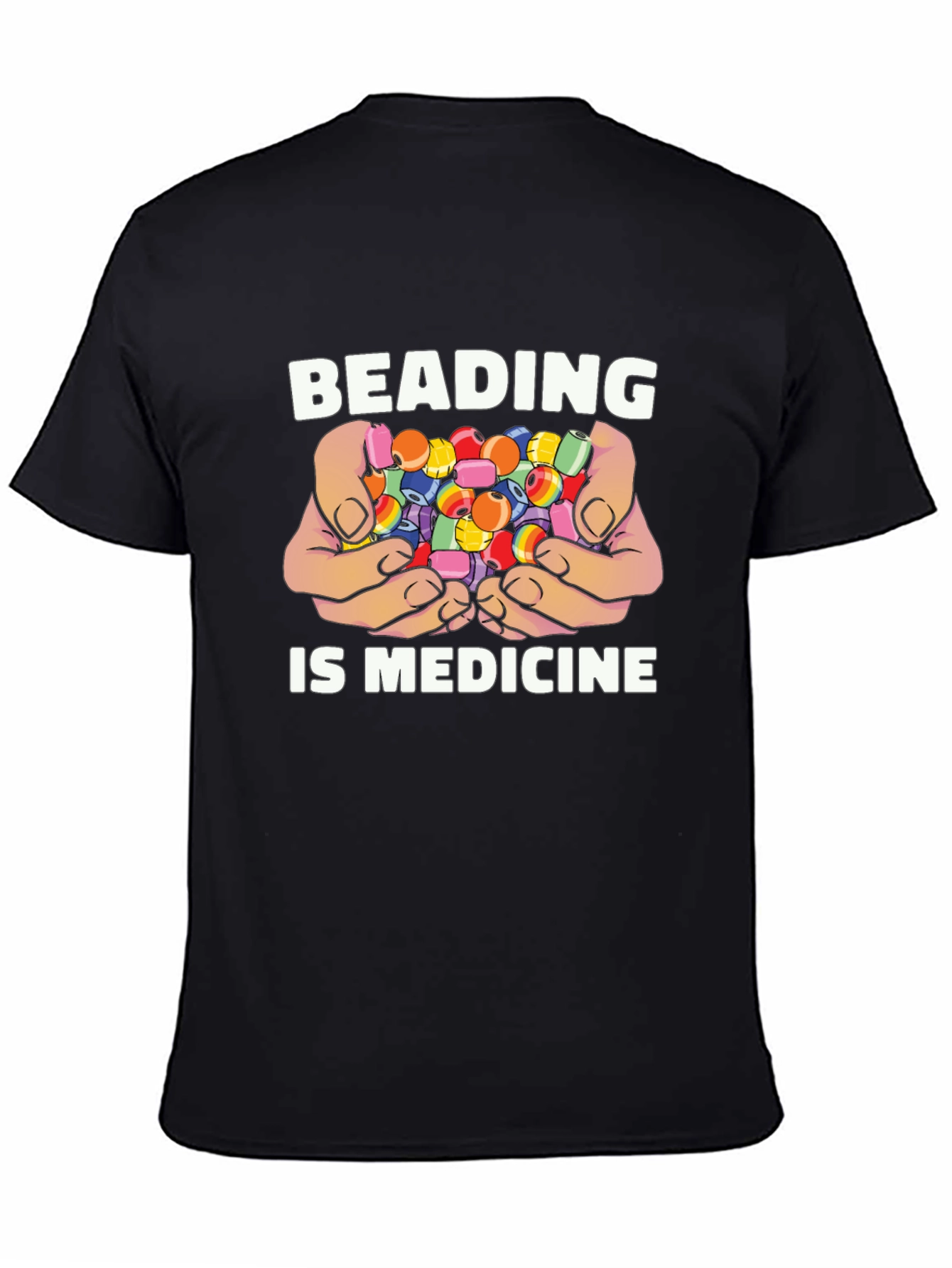 Black Beading is Medicine Black T-Shirt view 4