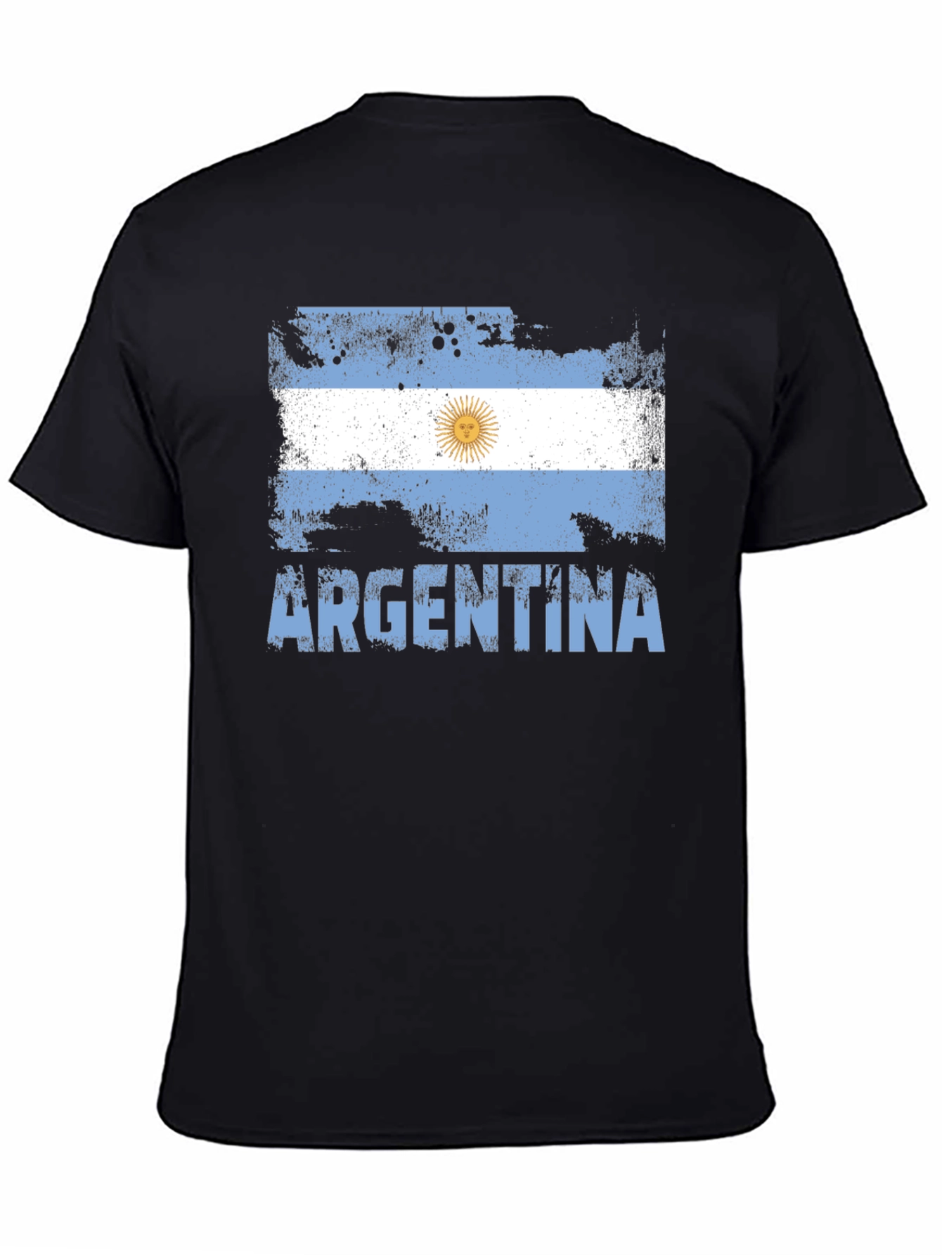 Black Argentina Flag T-Shirt - Distressed Design view 4