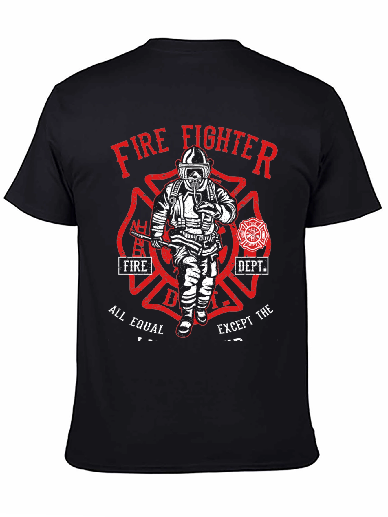 Black Firefighter Graphic T-Shirt - All Equal Except view 4