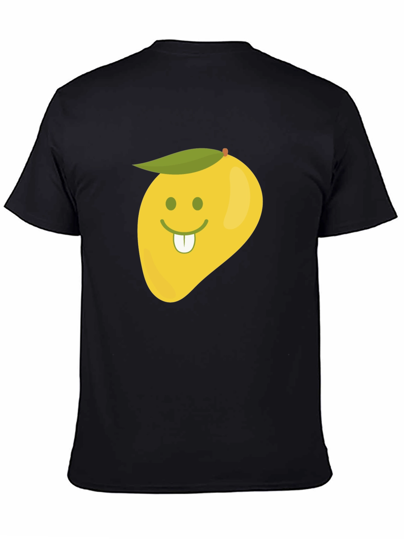 Black Funny Mango Face Graphic Black T-Shirt view 4