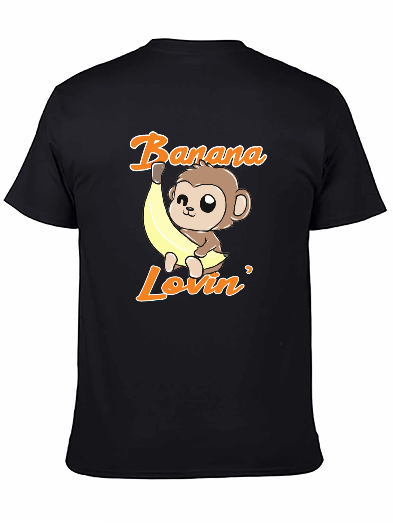 Black Banana Lovin' Monkey T-Shirt - Cute Cartoon Graphic Tee view 4