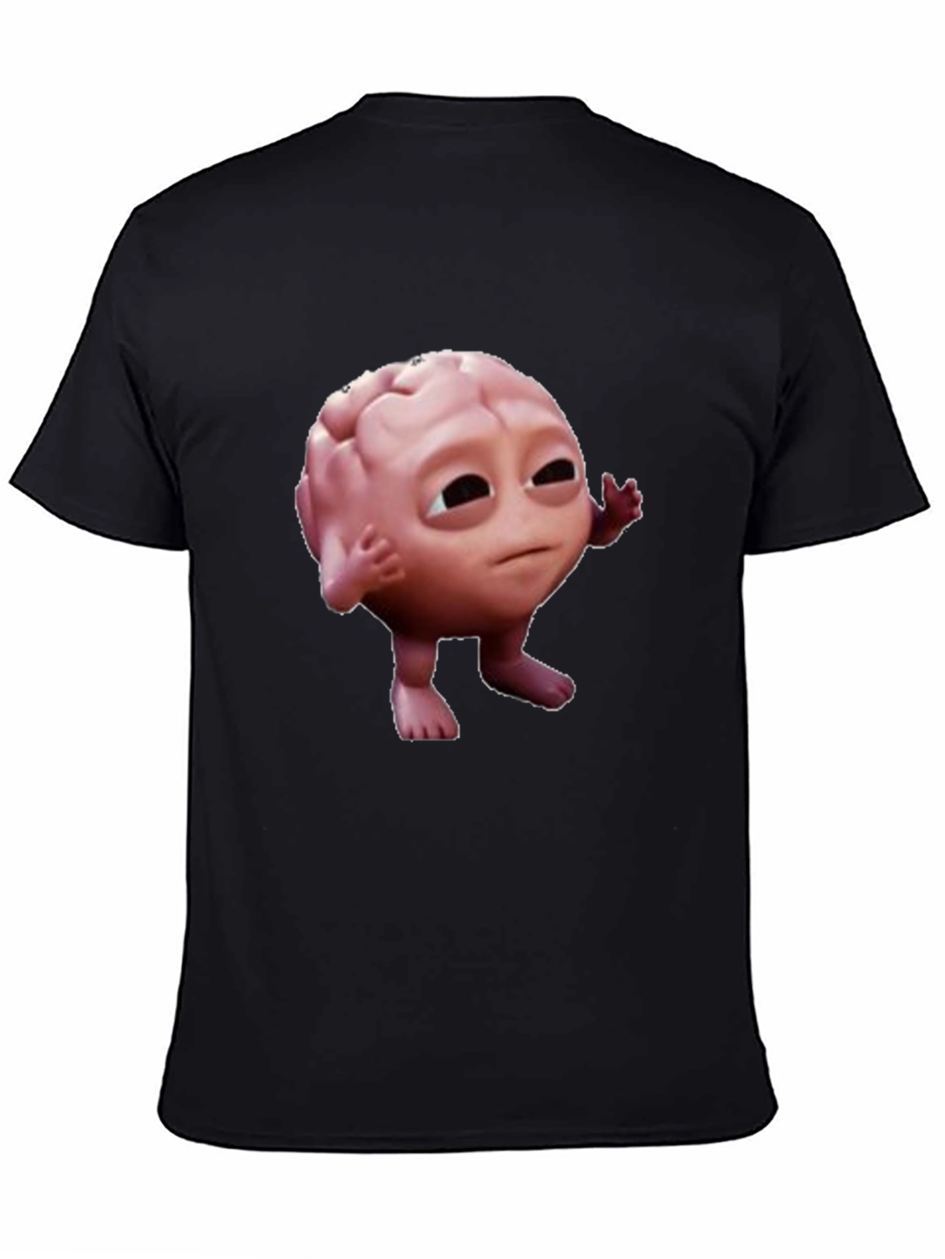 Black Funny Brain Character Black T-Shirt view 4