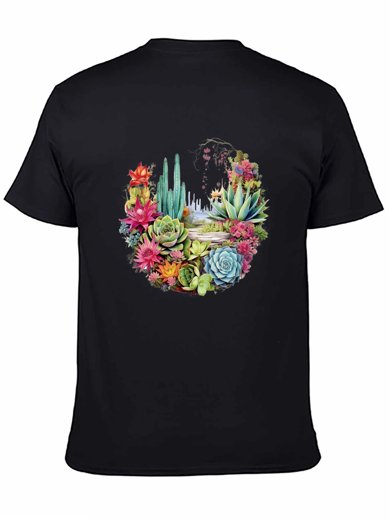 Black Floral Cactus Graphic Tee view 4