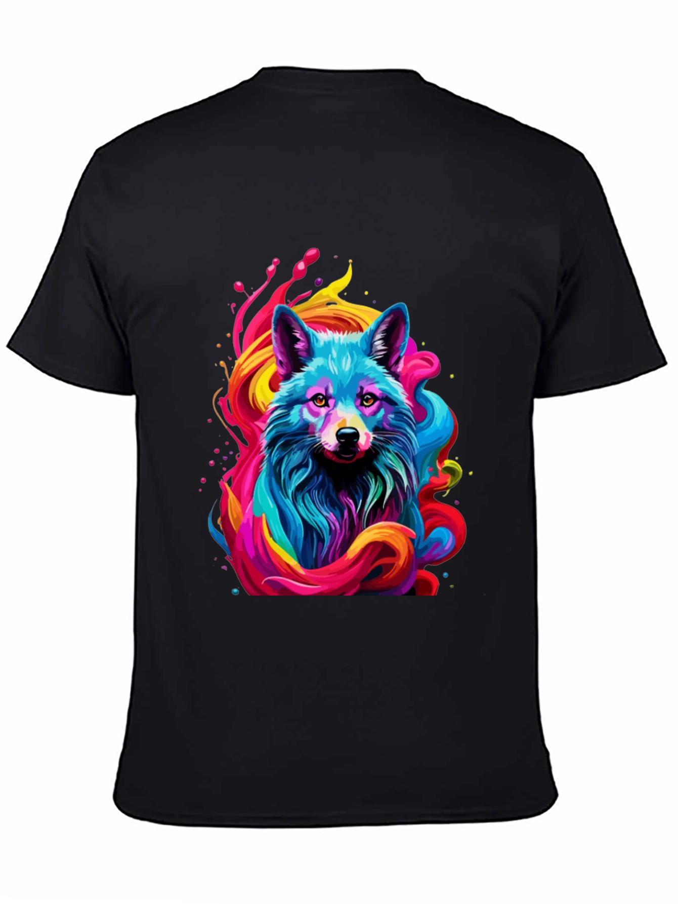 Black Vibrant Fox Graphic Black Tee view 4