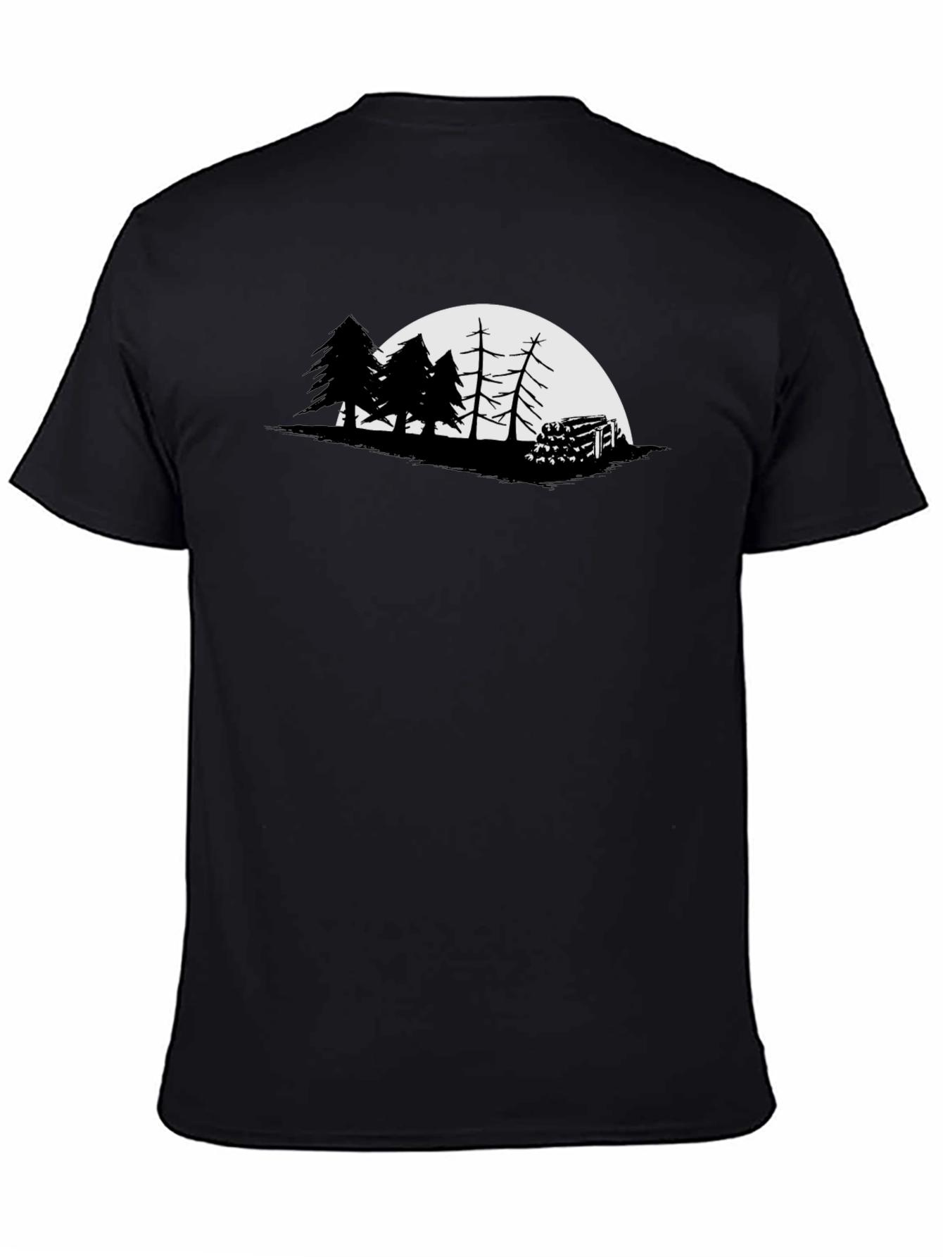 Black Nature Silhouette Graphic Tee - Men's Black T-Shirt view 4