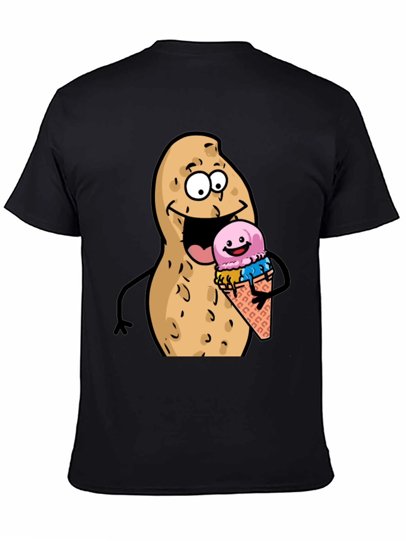 Black Funny Peanut Ice Cream Black T-Shirt view 4
