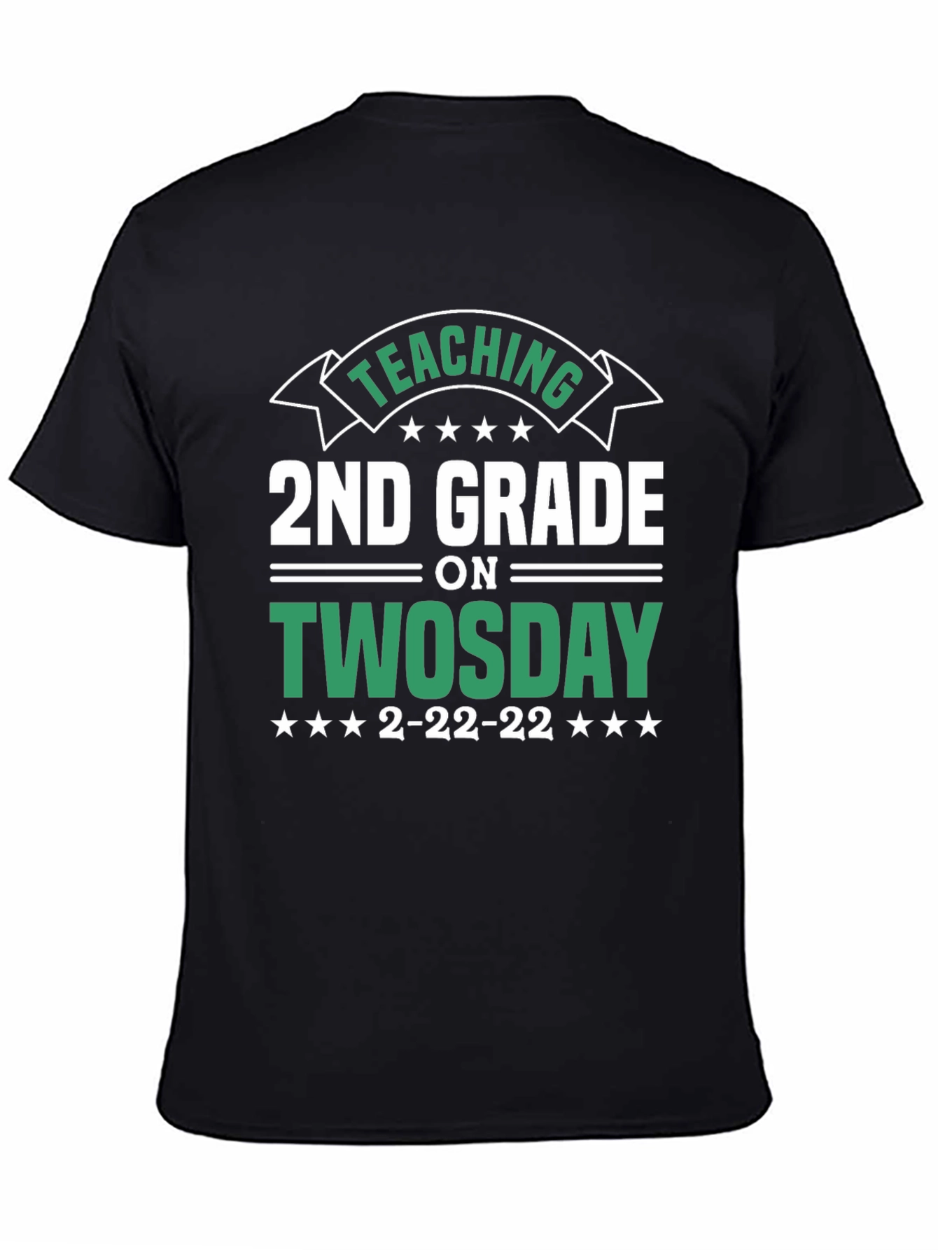 Black Teaching 2nd Grade on Twosday T-Shirt view 4