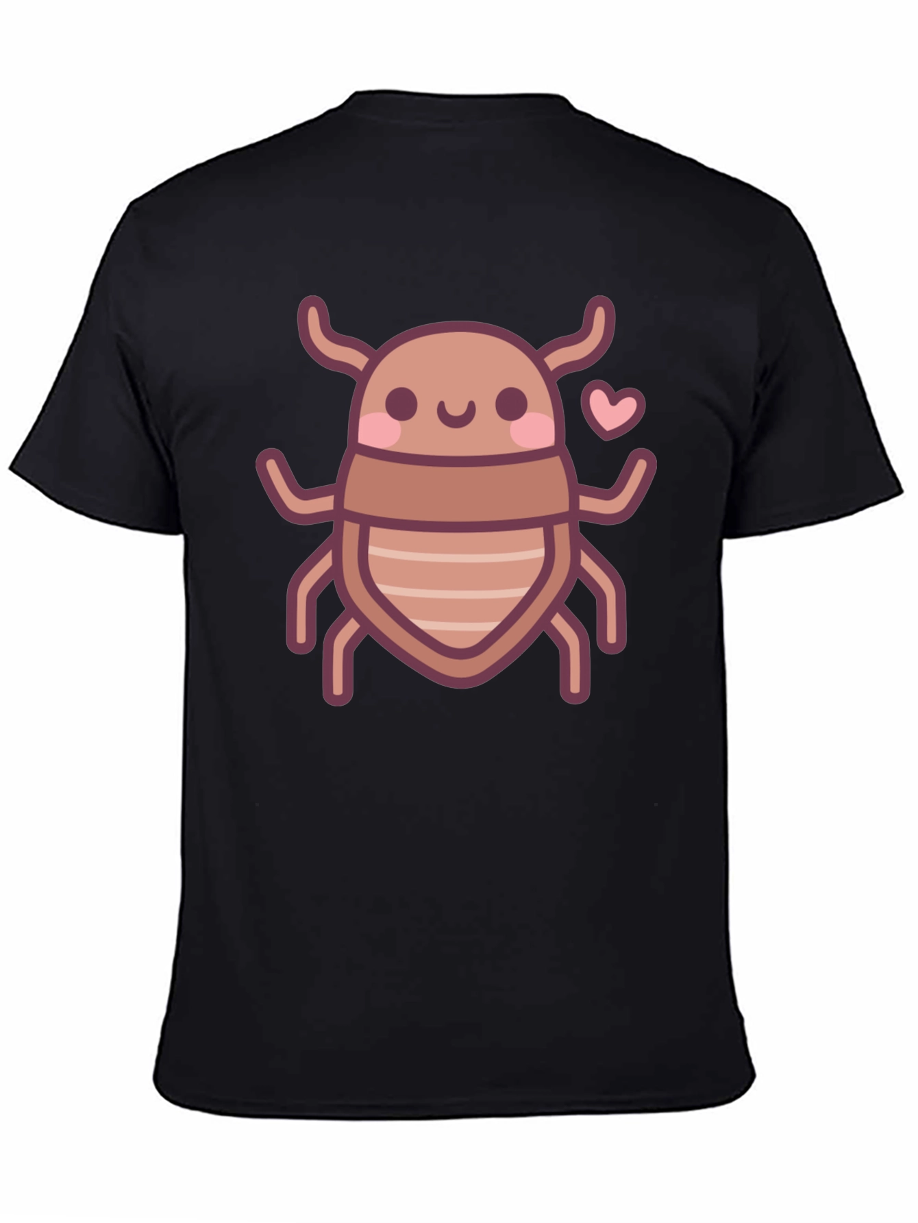 Black Cute Bug Graphic Tee - Black Cotton T-Shirt view 4