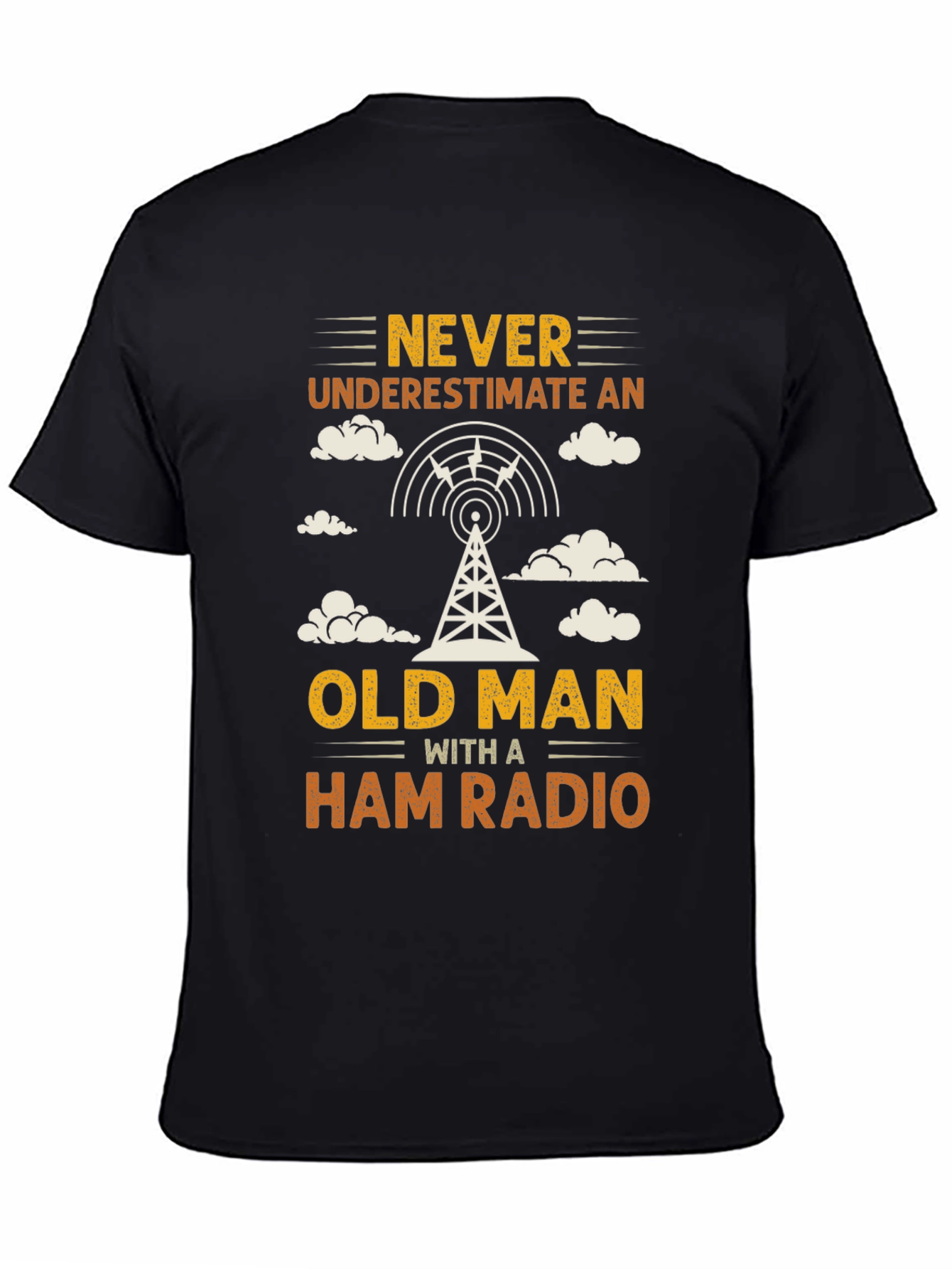 Black Never Underestimate an Old Man with a Ham Radio T-Shirt view 4