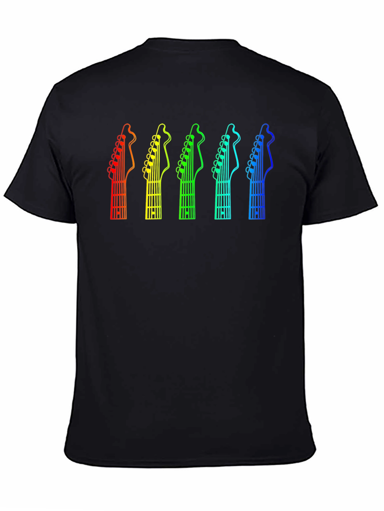 Black Rainbow Guitar Headstock T-Shirt - Music Lover Tee view 4