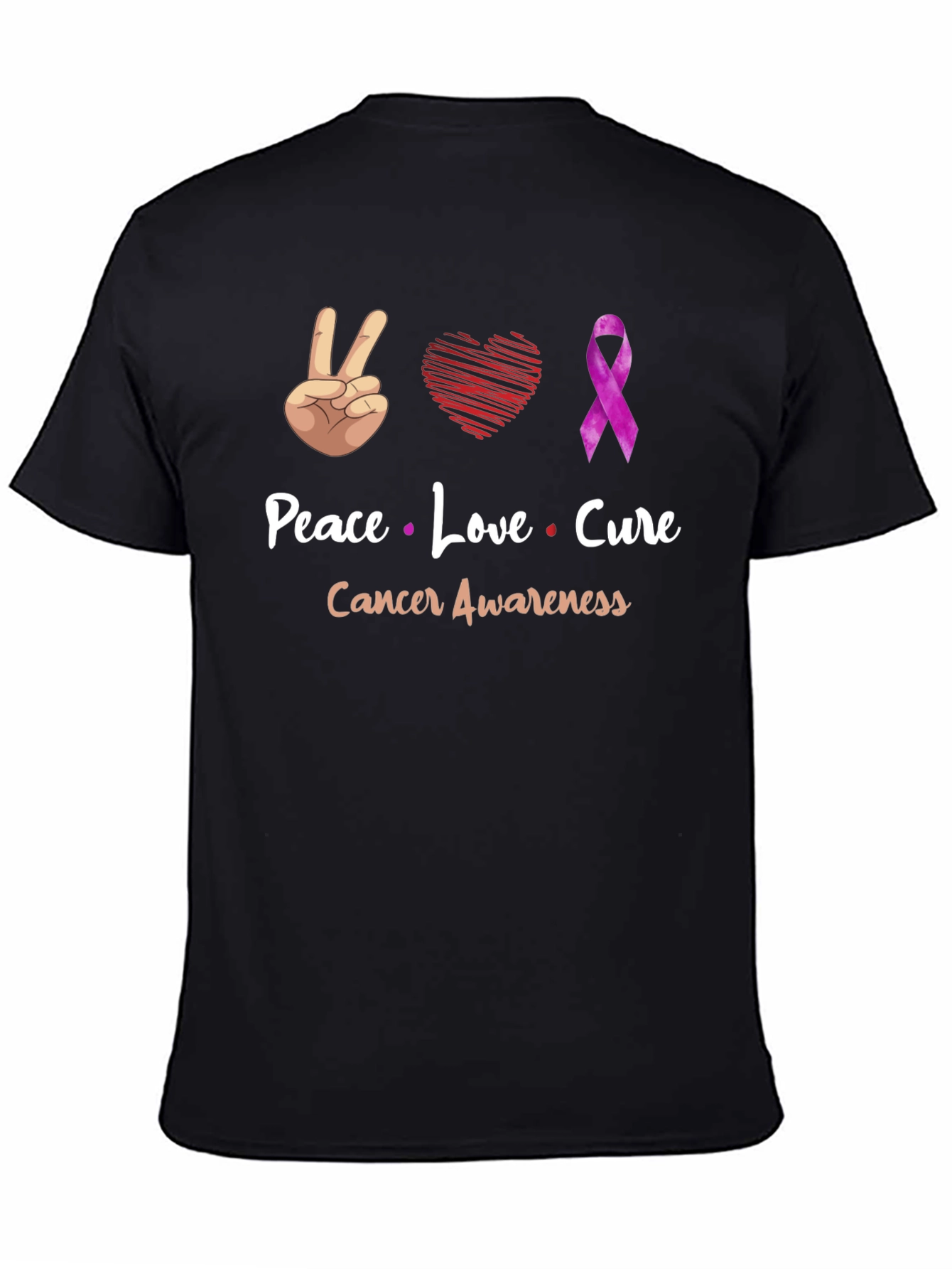 Peace Love Cure Cancer Awareness T-Shirt - 4