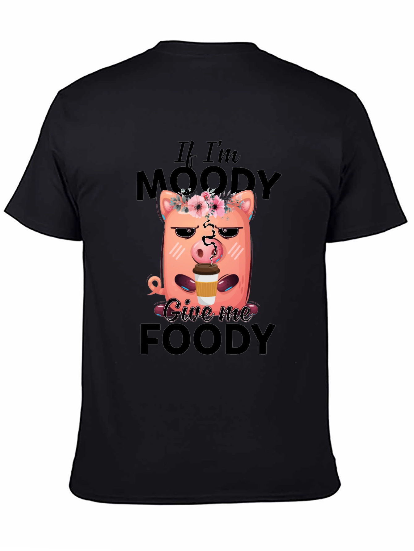 Black Moody Pig Coffee Graphic Tee view 4