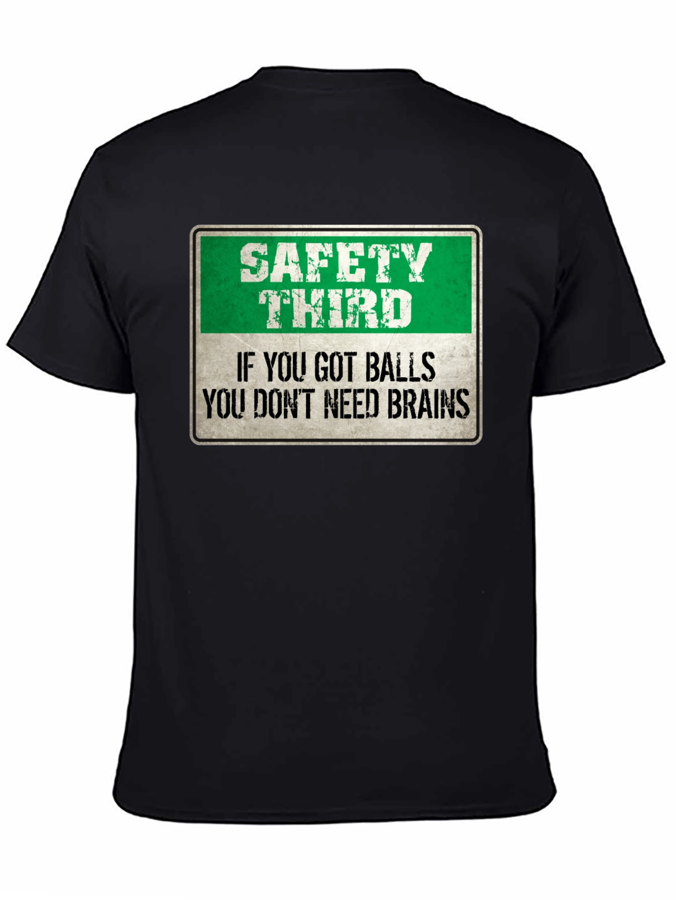 Black Safety Third Graphic Tee - Humorous Mens T-Shirt view 4