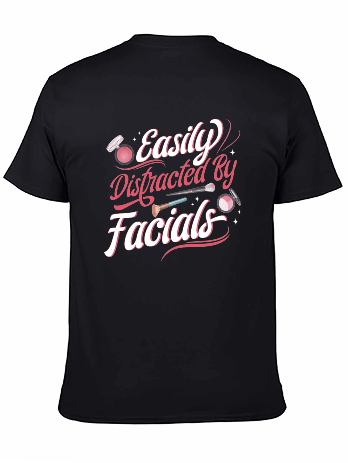 Black Easily Distracted By Facials T-Shirt view 4