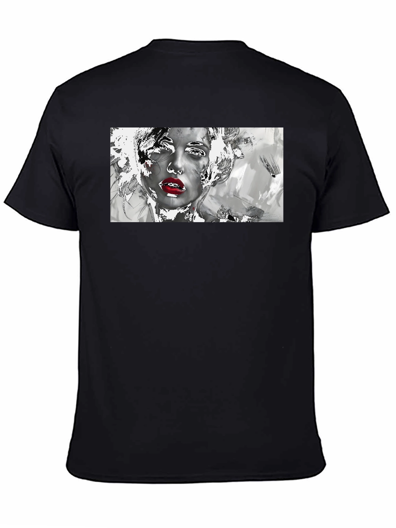 Black Abstract Art Graphic Tee - Black Cotton Blend view 4