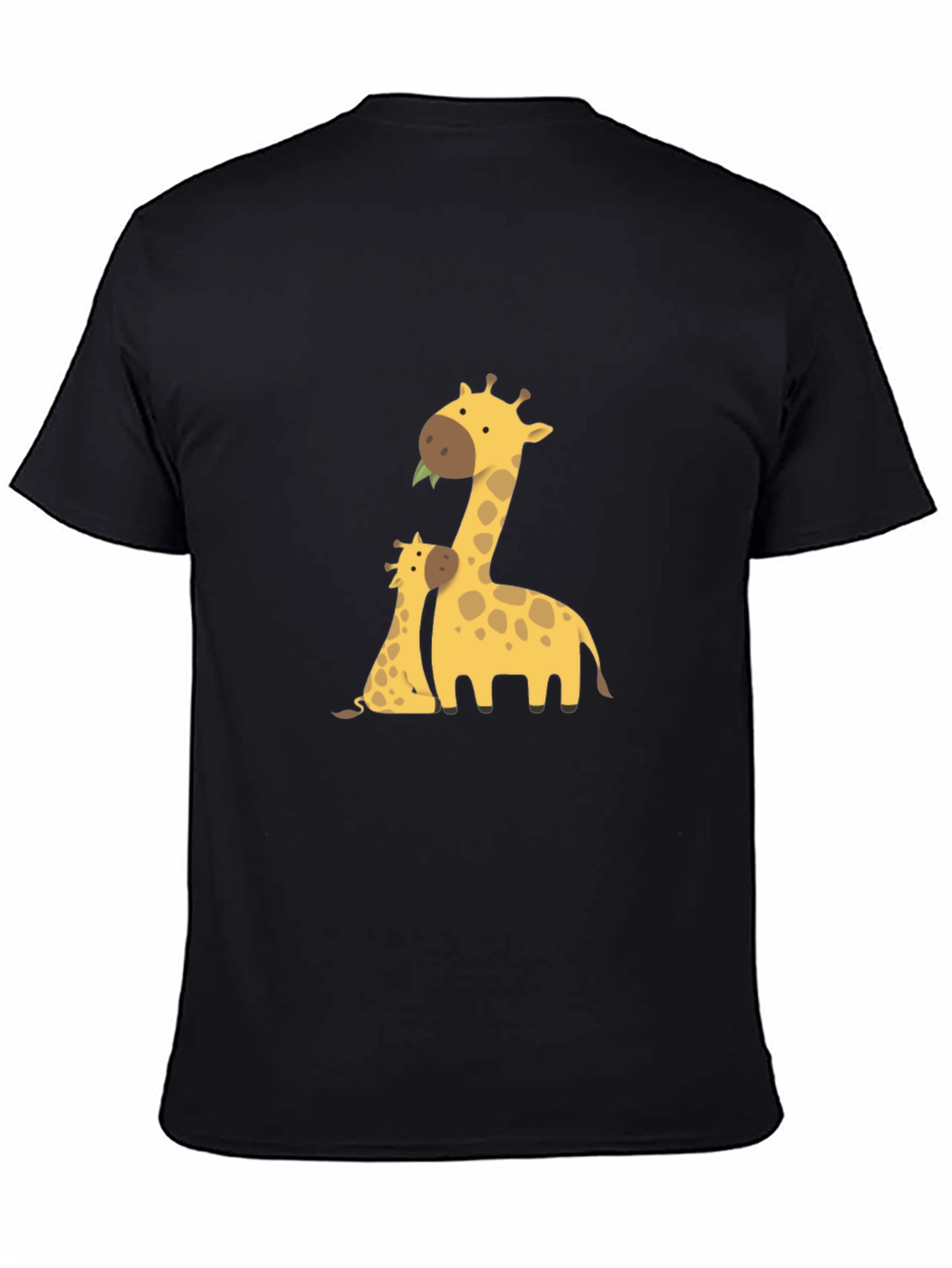 Black Giraffe Family Graphic Print Black T-Shirt view 4