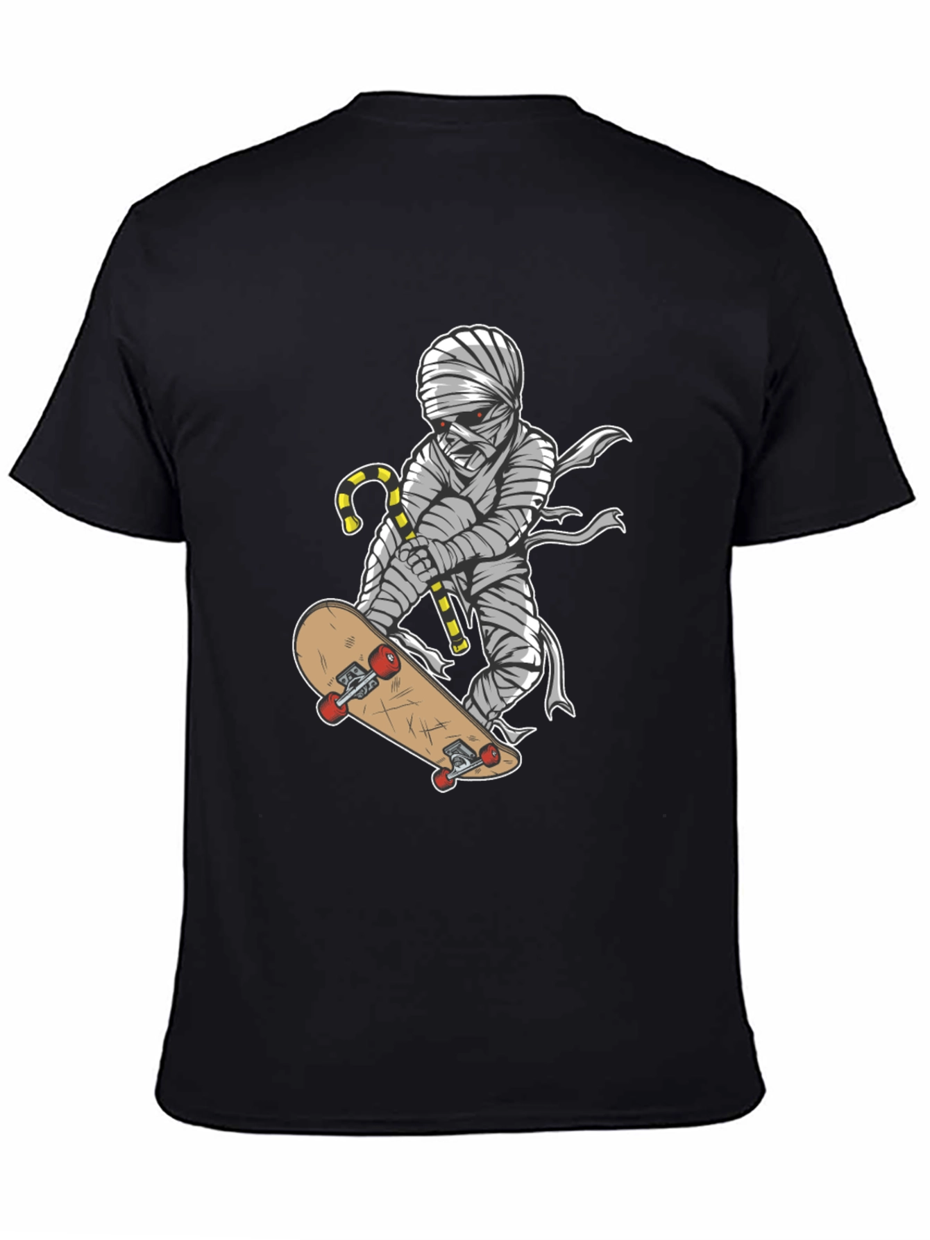 Black Mummy Skateboarder Graphic T-Shirt - Cool Halloween Tee view 4