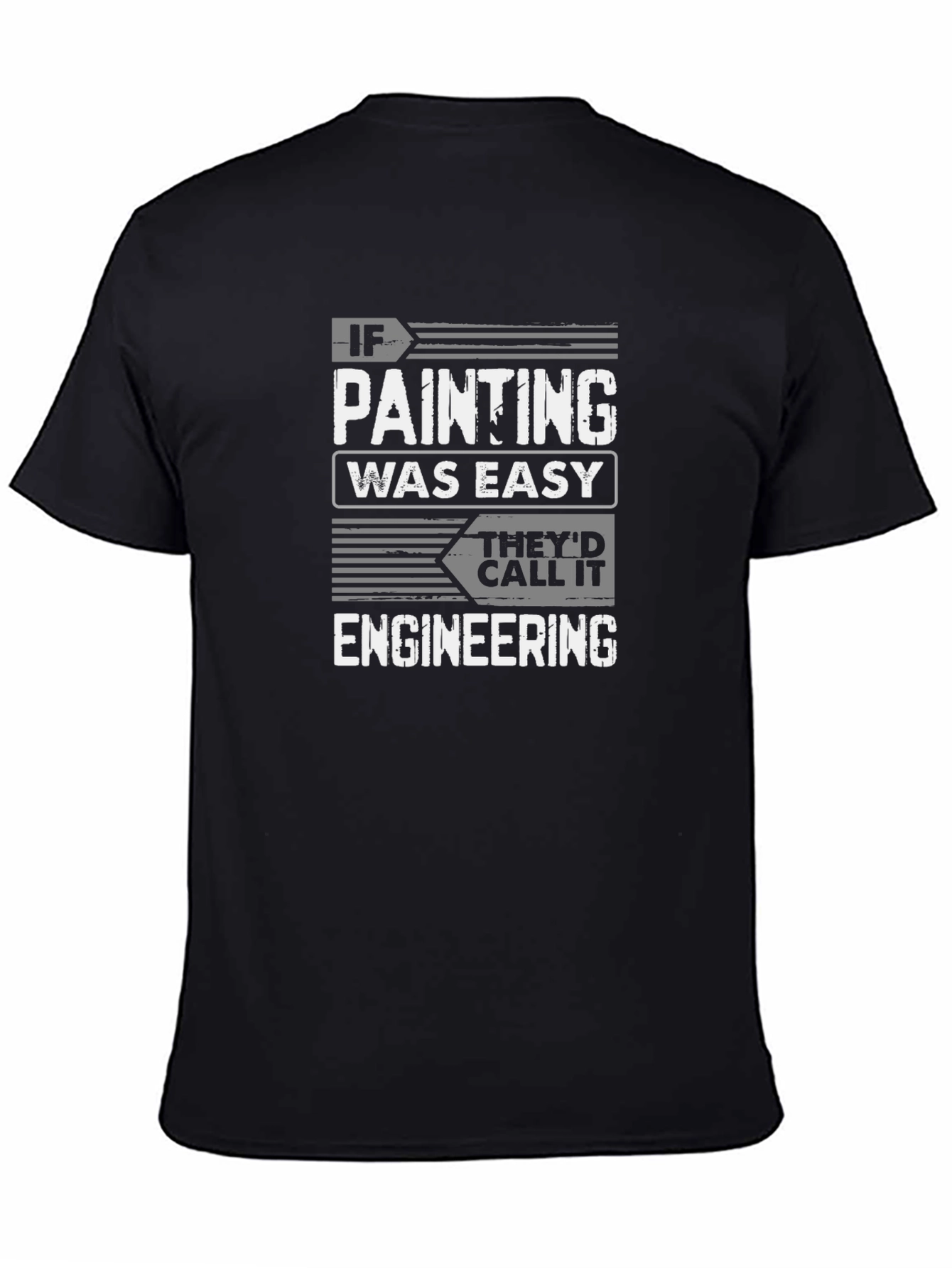 Black Funny Painting vs Engineering Graphic T-Shirt view 4