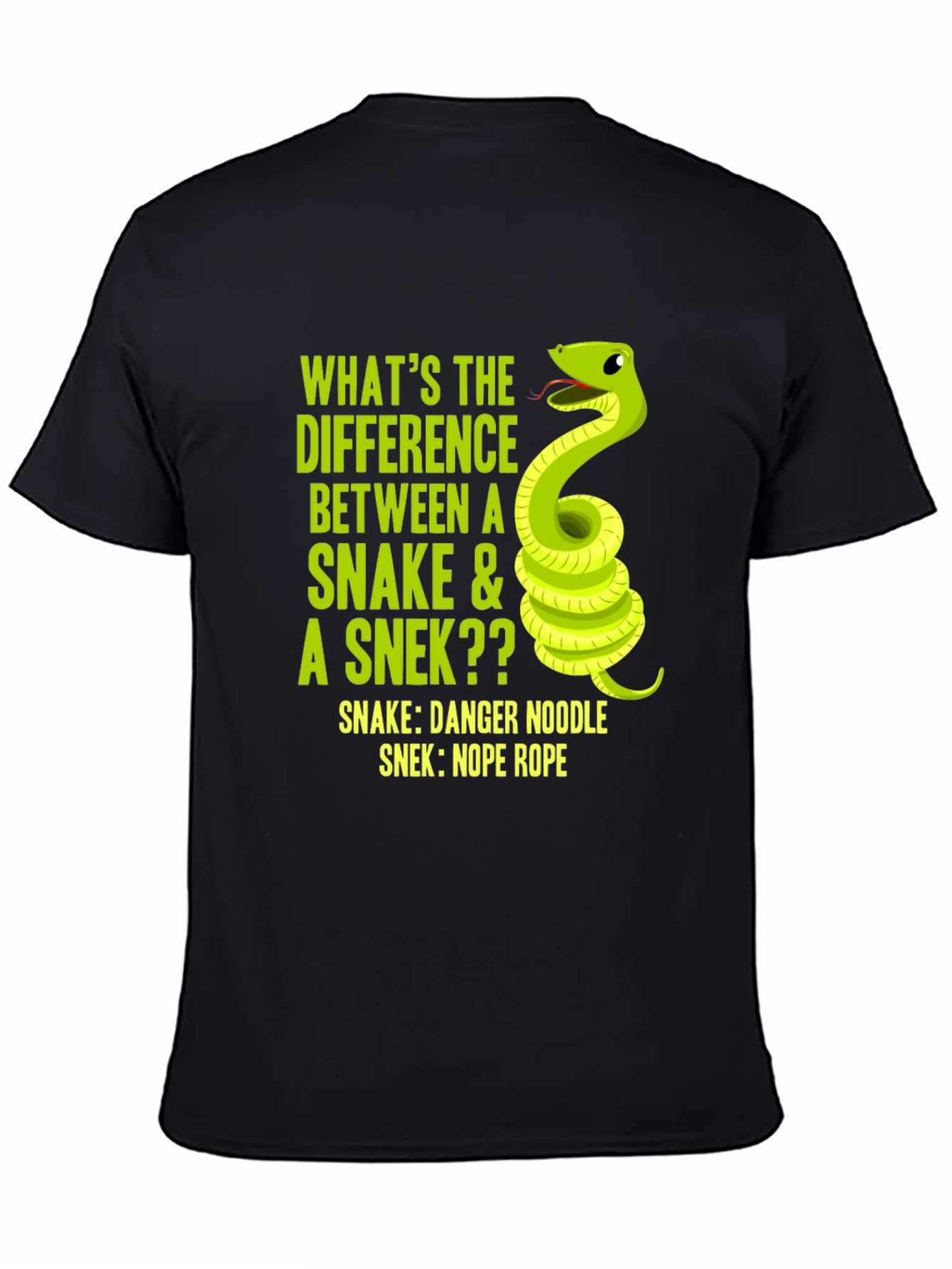 Black Funny Snake vs Snek T-Shirt, Danger Noodle Tee view 4