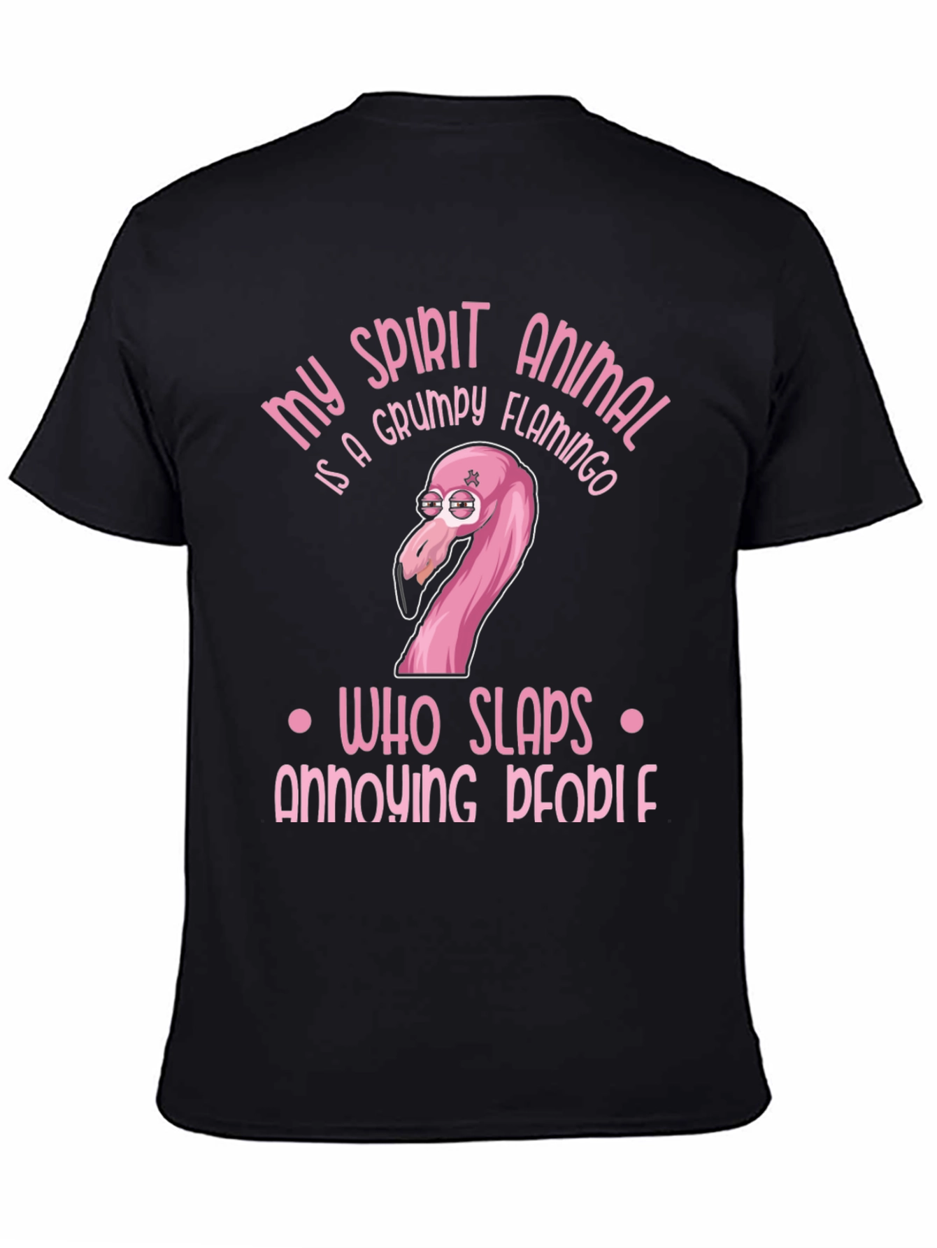 Black Grumpy Flamingo T-Shirt: My Spirit Animal Humor Tee view 4