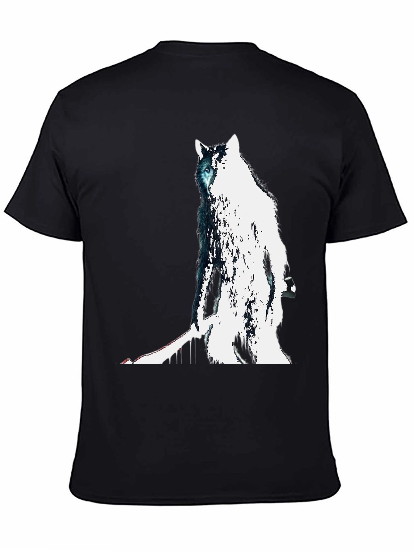 Black Wolf Graphic Print Tee - Men's Black T-Shirt view 4