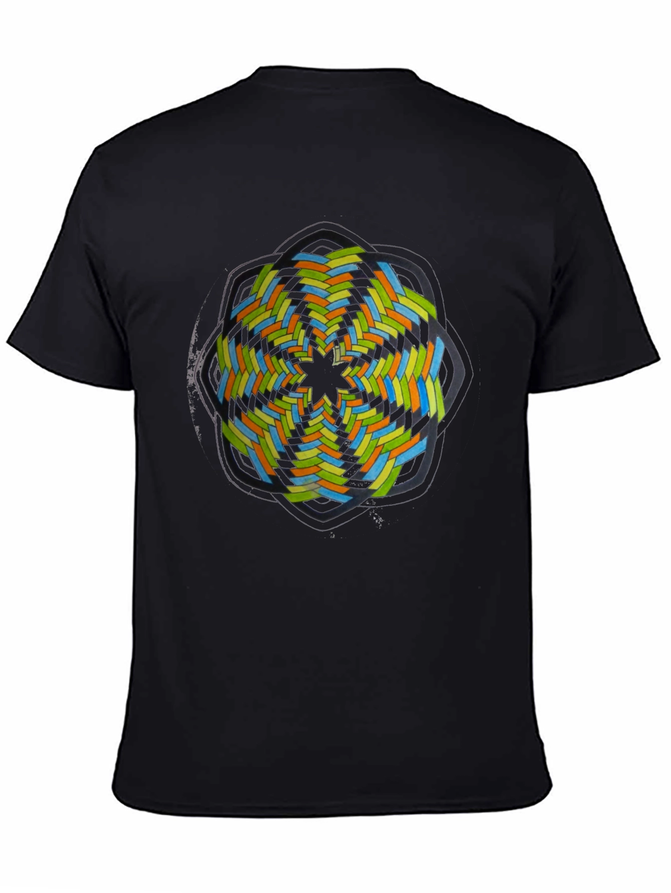 Black Abstract Geometric Graphic Tee - Black view 4
