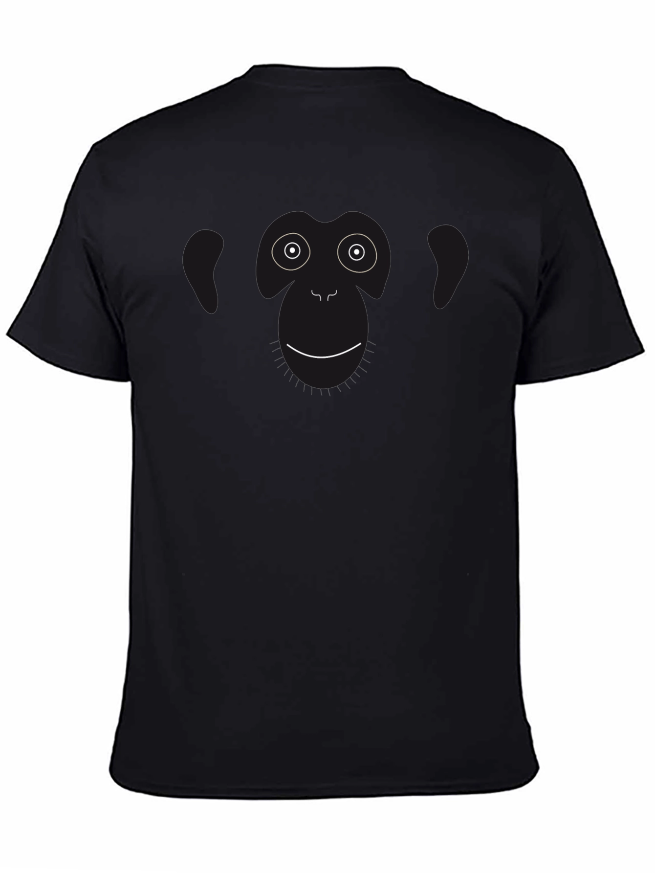 Black Funny Monkey Face Graphic Black T-Shirt view 4