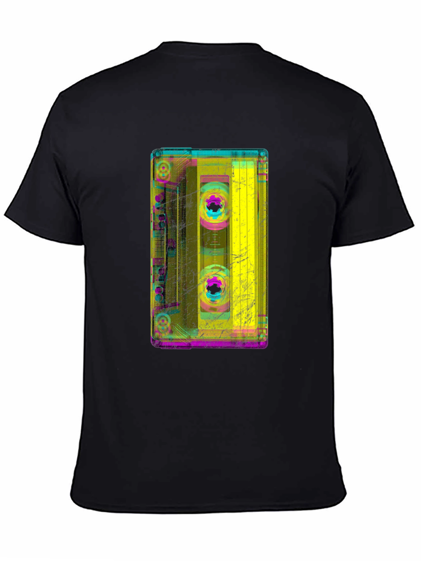 Black Retro Cassette Tape Graphic Tee - Black Cotton T-Shirt view 4