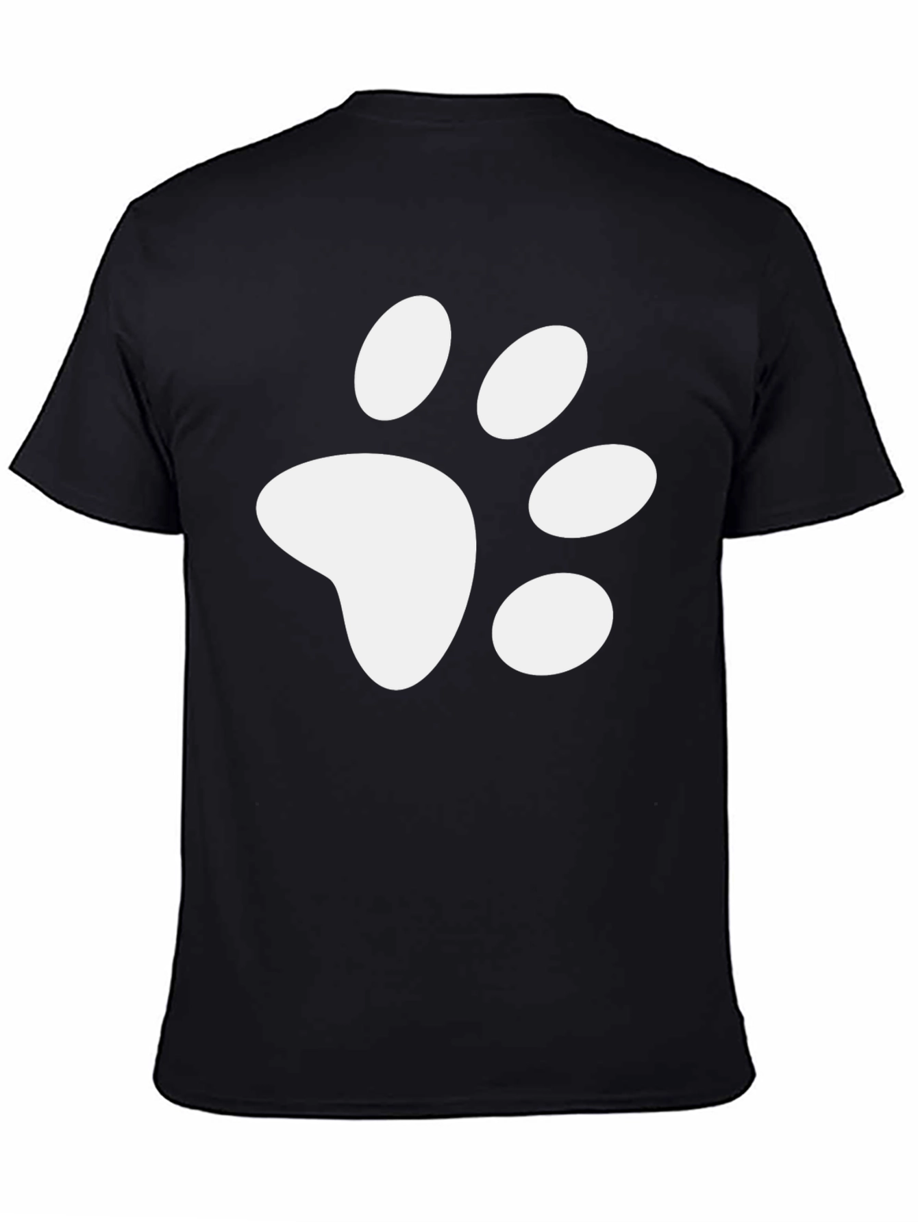 Black Paw Print Graphic Tee - Casual Black T-Shirt view 4