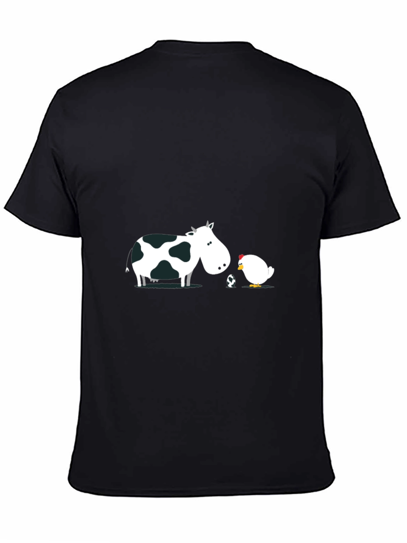 Black Cow and Chicken T-Shirt - Funny Cartoon Design view 4