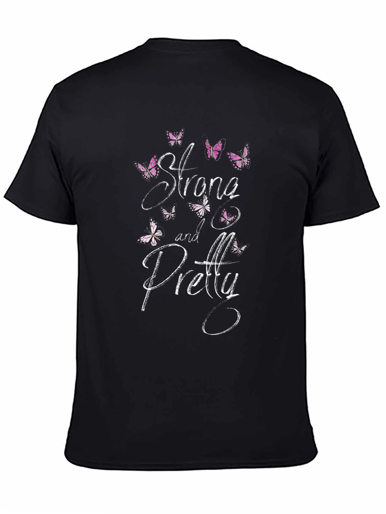 Black Strong and Pretty Butterfly T-Shirt - Black view 4
