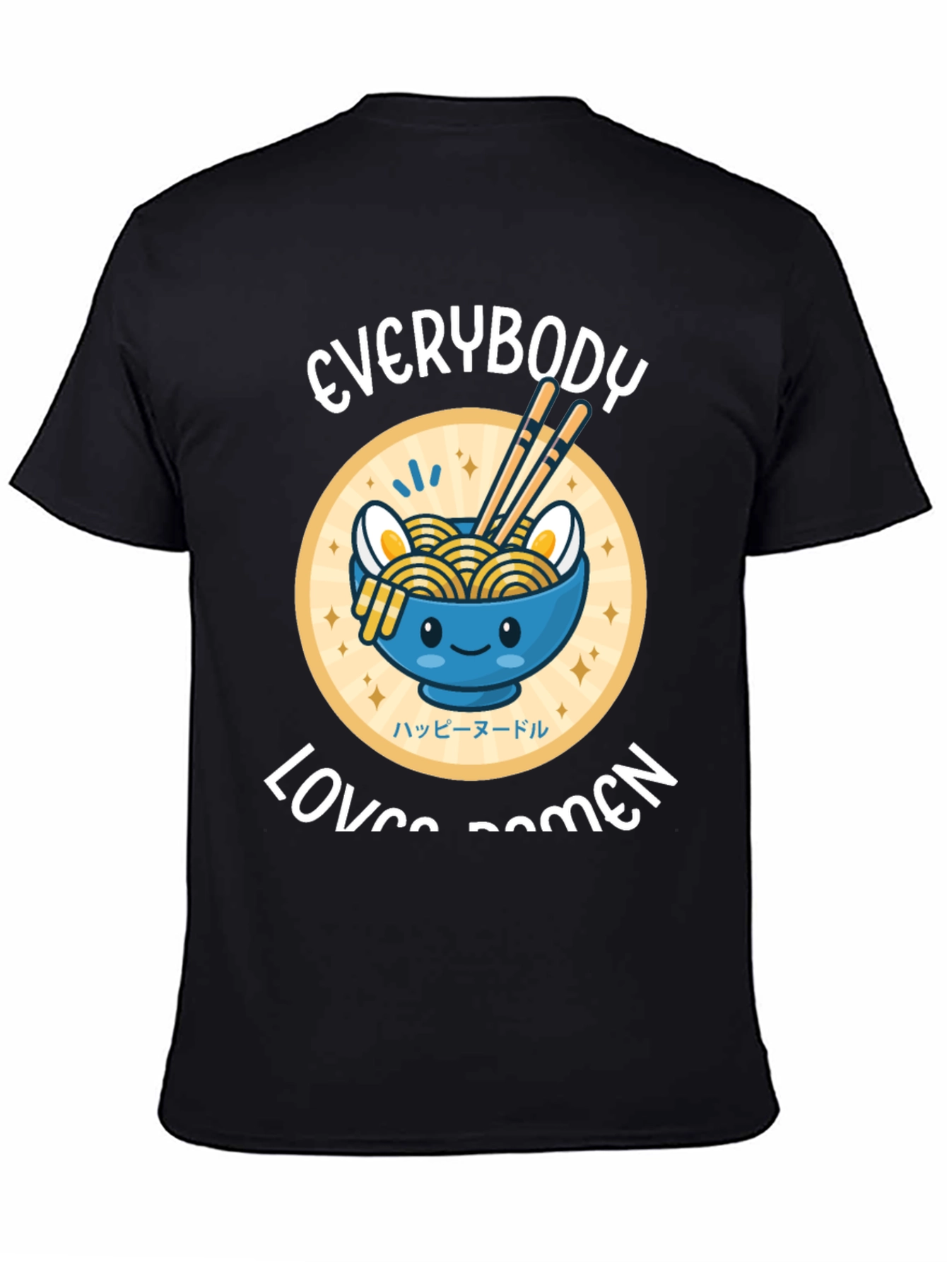 Black Everybody Loves Ramen T-Shirt view 4