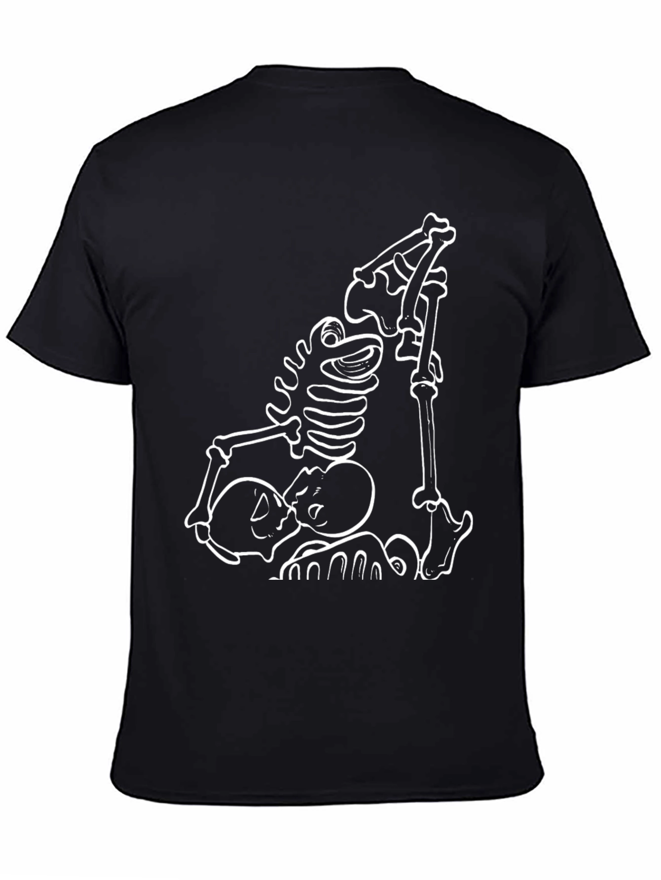 Black Skeleton Kissing T-Shirt - Black Cotton Graphic Tee view 4