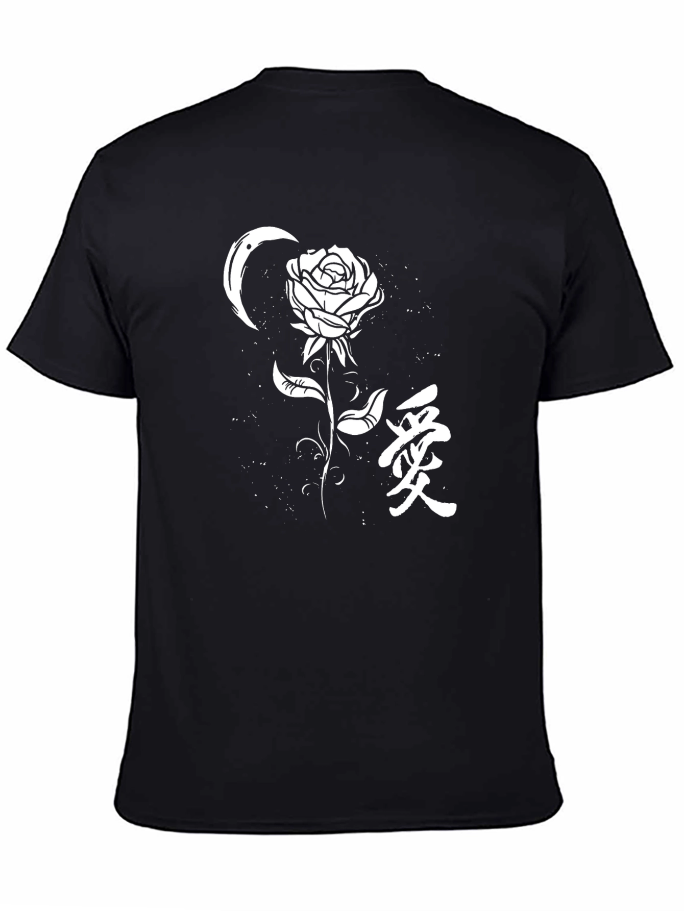 Black Rose & Crescent Moon Graphic Tee - Black view 4